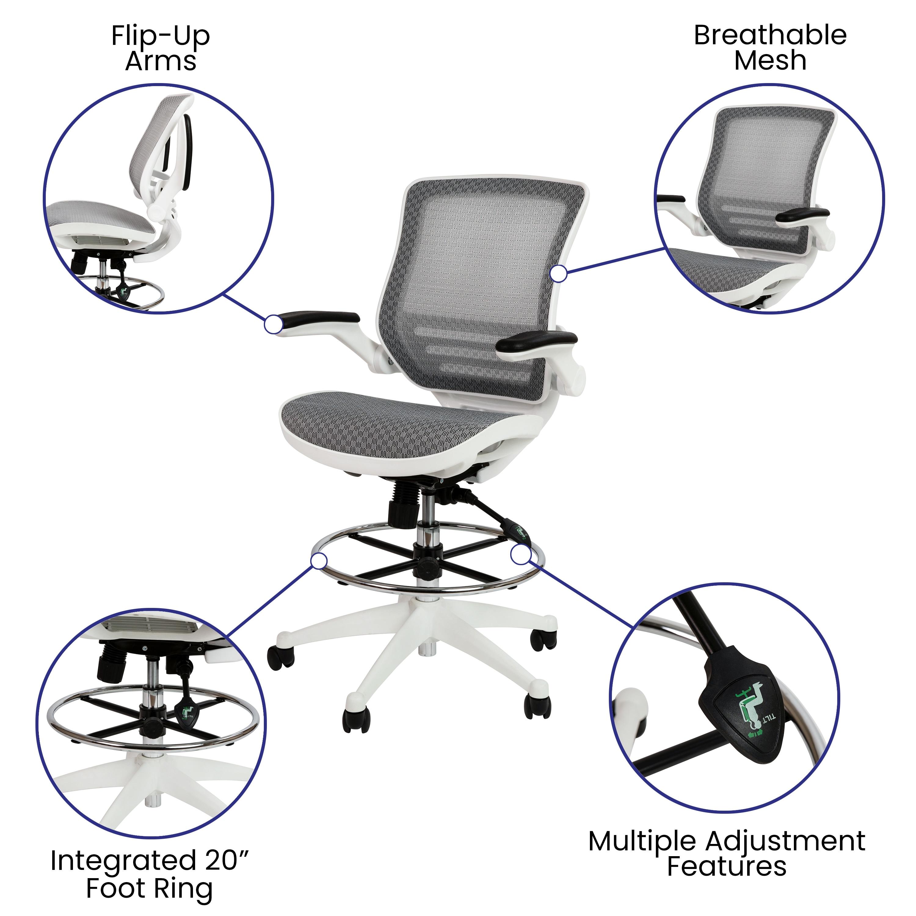 Flash Furniture Mignone Mid-Back Transparent Mesh Office Chair with Flip-Up Arms by Flash Furniture