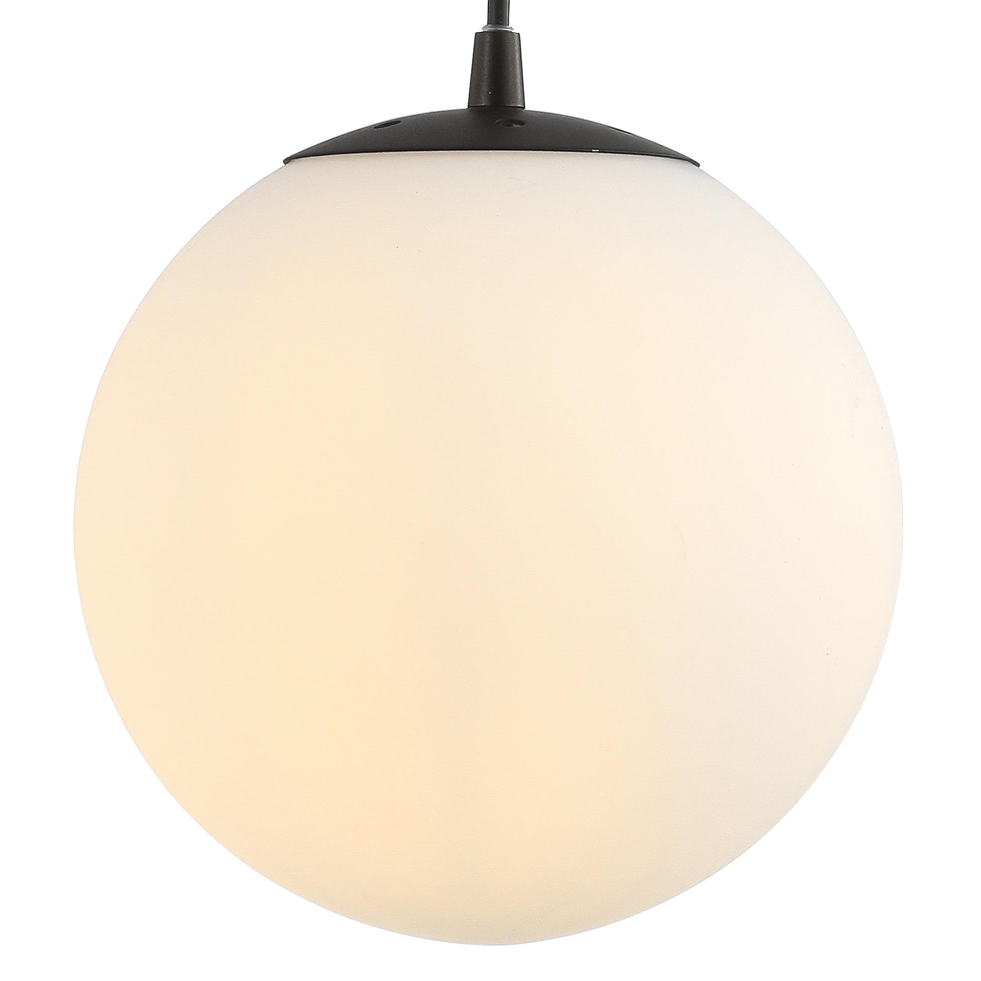 Bleecker 7.75" Metal/Glass Globe LED Pendant, White/Oil Rubbed Bronze