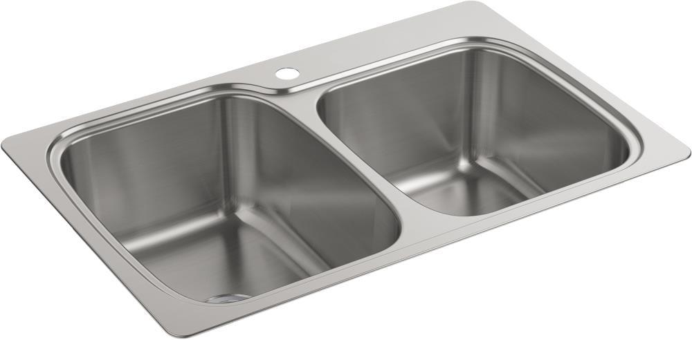 Kohler K-75791-1 Verse 33" Double Basin Drop-In Or Undermount Stainless Steel Kitchen Sink