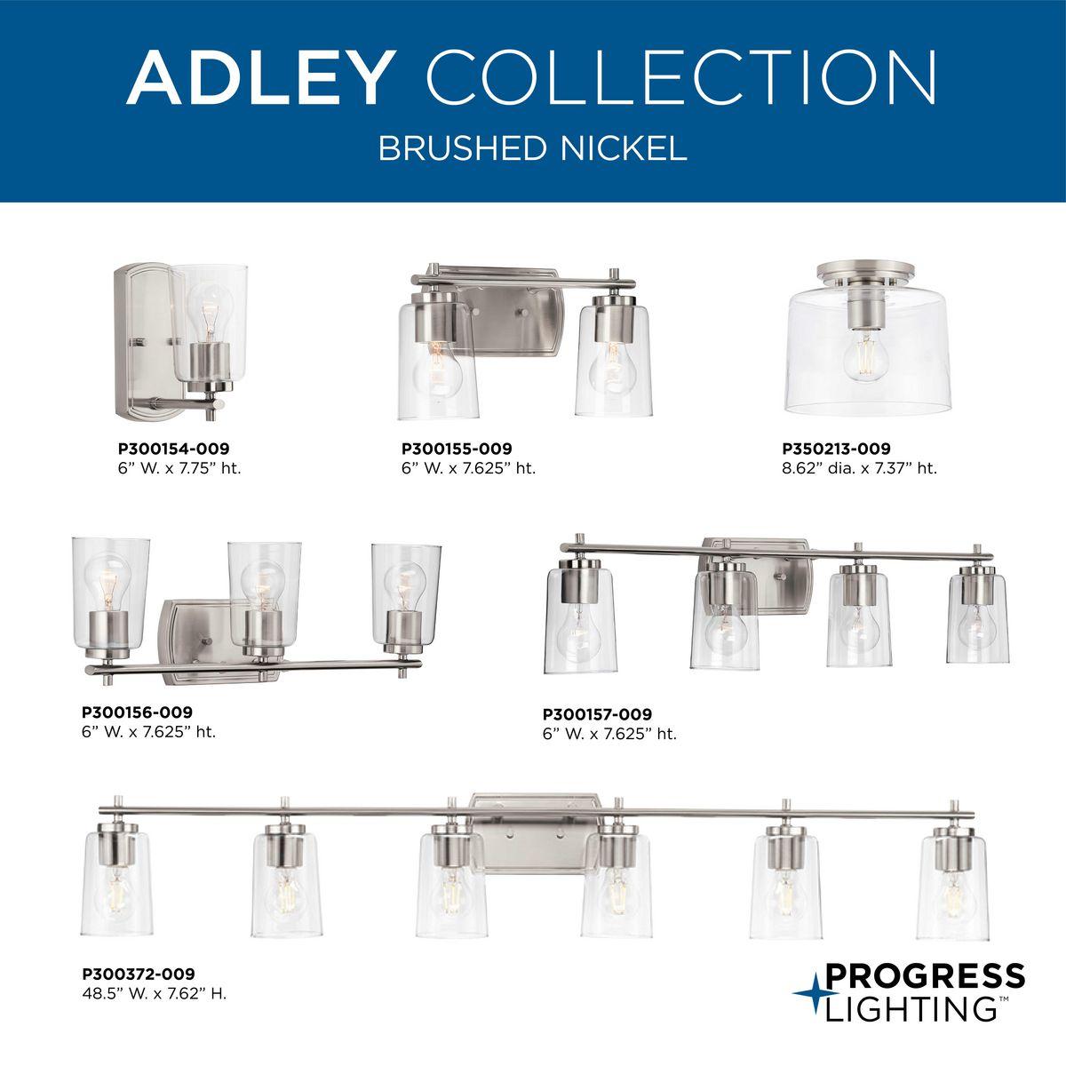 Progress Lighting Adley 4-Light Bath Vanity in Brushed Nickel with Clear Glass Shades