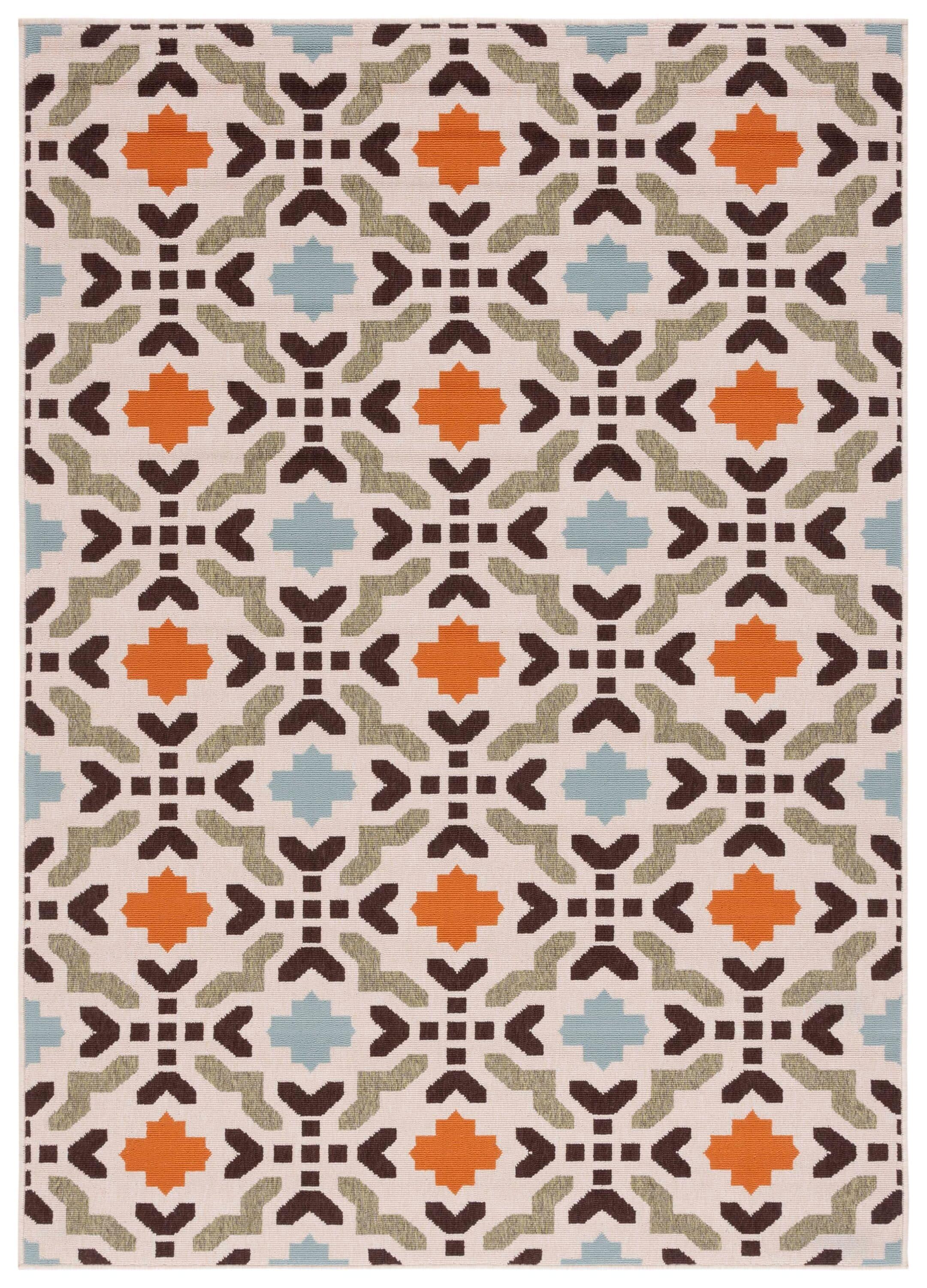 Veranda VER080 Power Loomed Indoor/Outdoor Area Rug - Cream/Terracotta - 5'3"x7'7" - Safavieh.