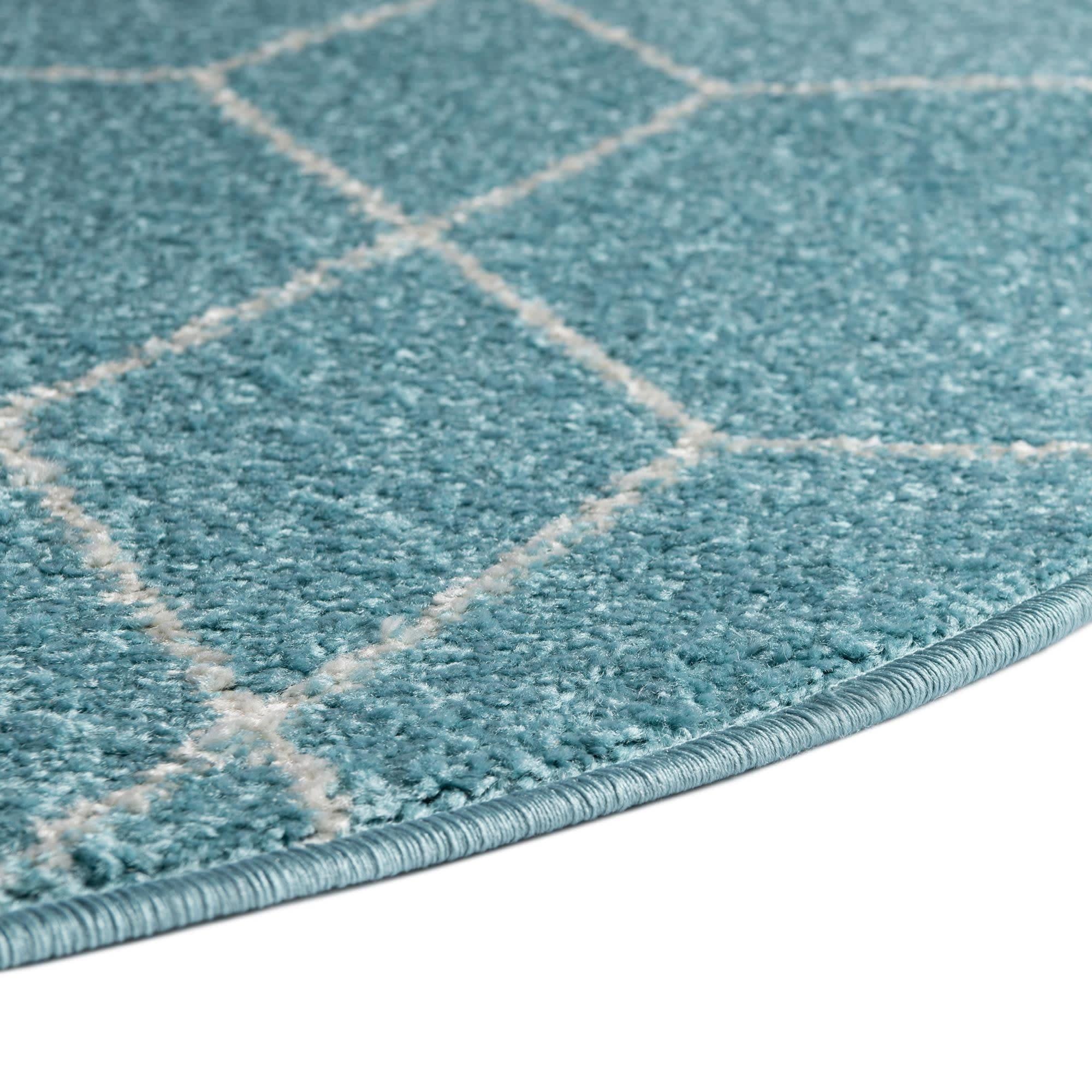 Unique Loom 4' 0 x 4' 0 Trellis Frieze Light Blue Area Rug