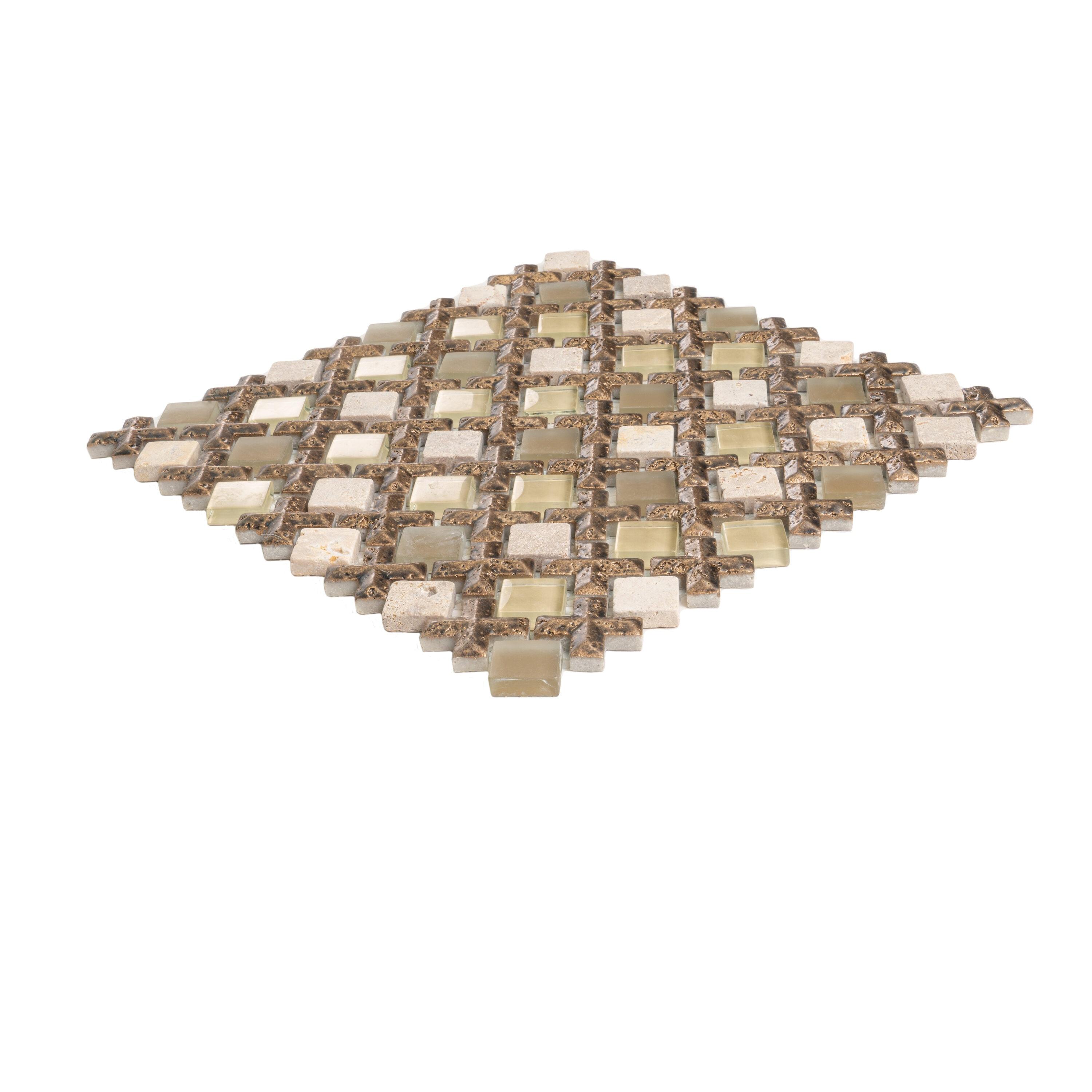 11" x 11" Glass Grid Mosaic Wall Tile