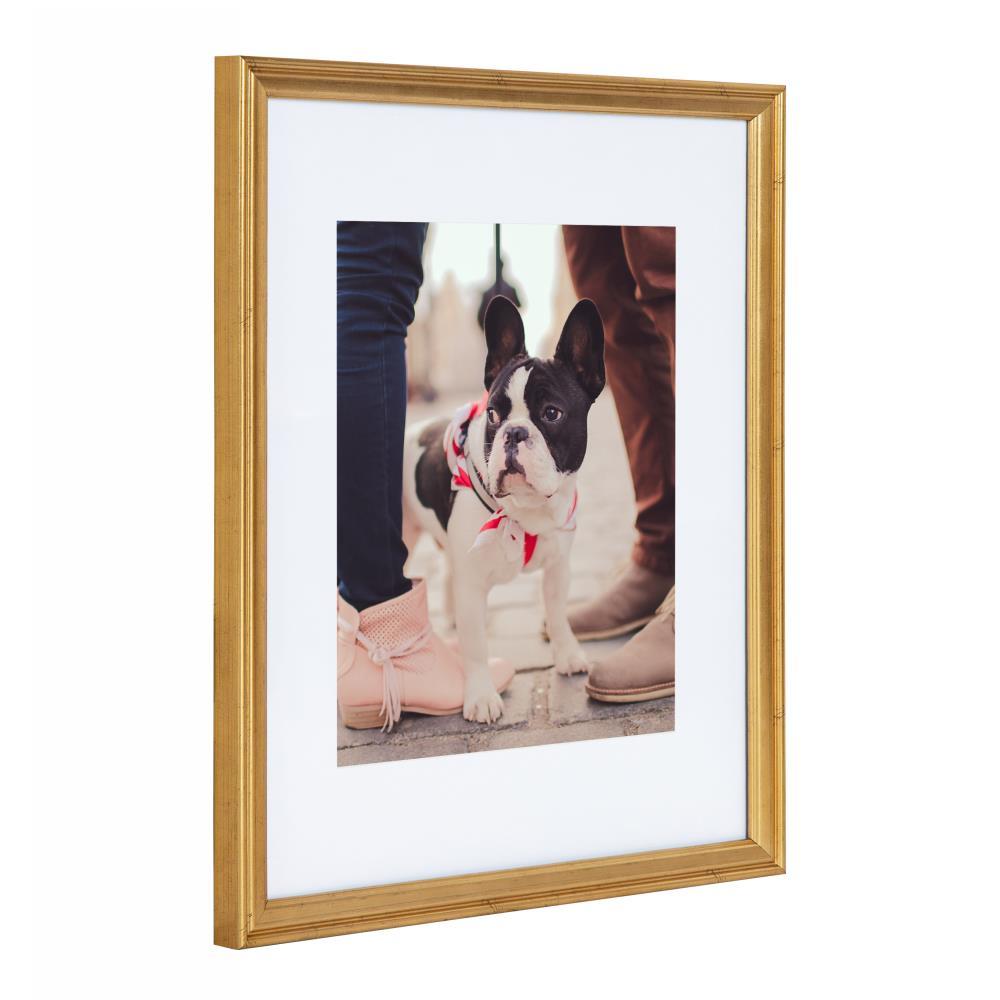 Kate & Laurel All Things Decor 11"x14" Matted to 8"x10" Adlynn Rectangle Picture Frame Gold: Modern Style 4-Piece Set