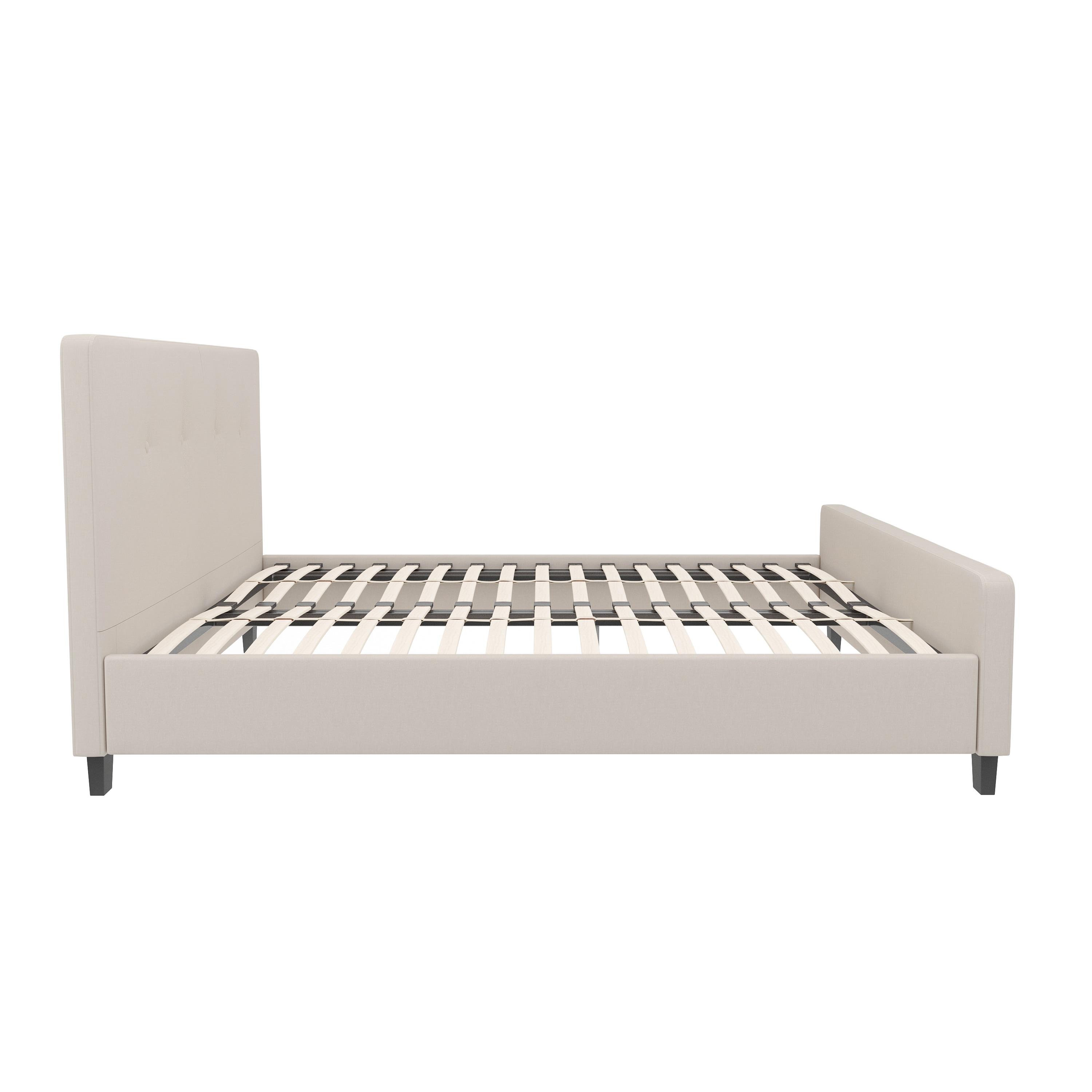 Flash Furniture Tribeca Twin Size Tufted Upholstered Platform Bed in Beige Fabric