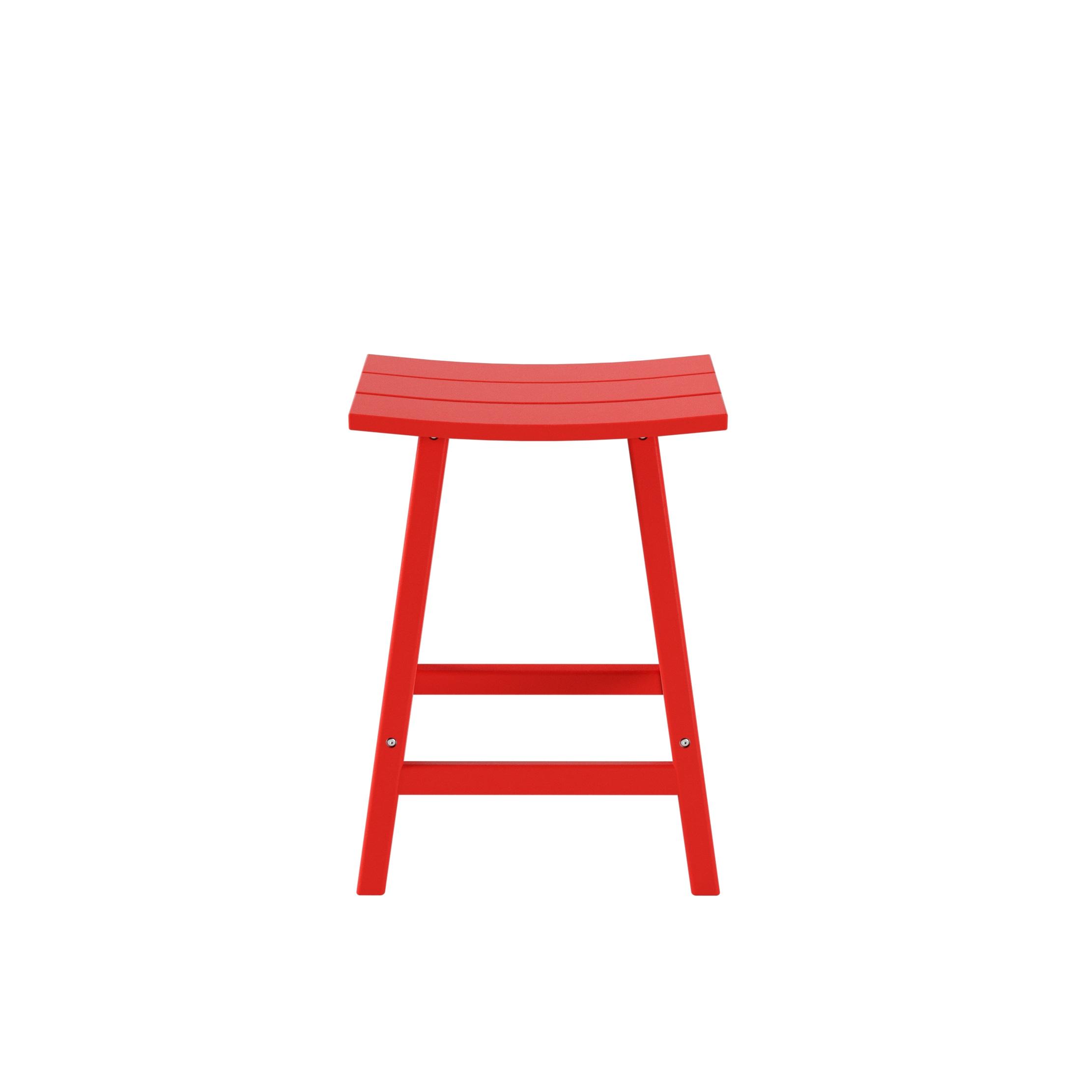 Polytrends Laguna Hdpe All Weather Outdoor Patio 24" Saddle Seat Counter Stool (Set Of 2) Red