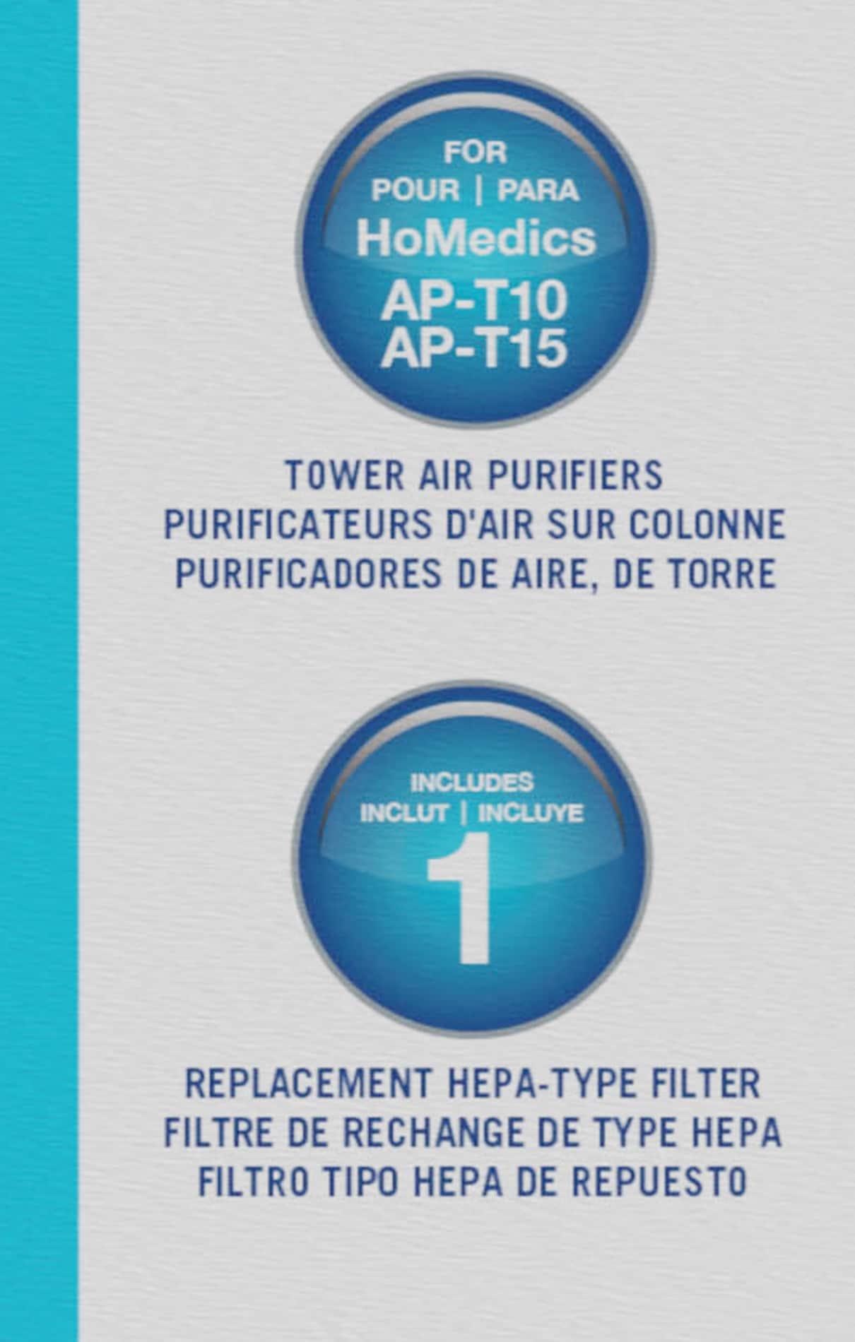 Homedics Replacement HEPA-type filter for AP-T10 and AP-T12: Captures Allergens, Compatible with HoMedics Air Purifiers