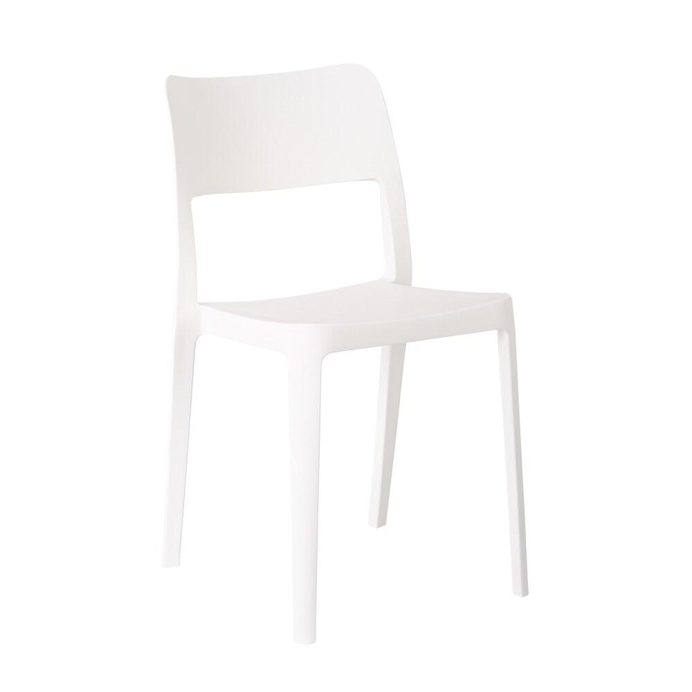 2pk La Vie Stackable Patio Armless Chairs White - Lagoon: Resin Outdoor Furniture, Mold & UV Resistant