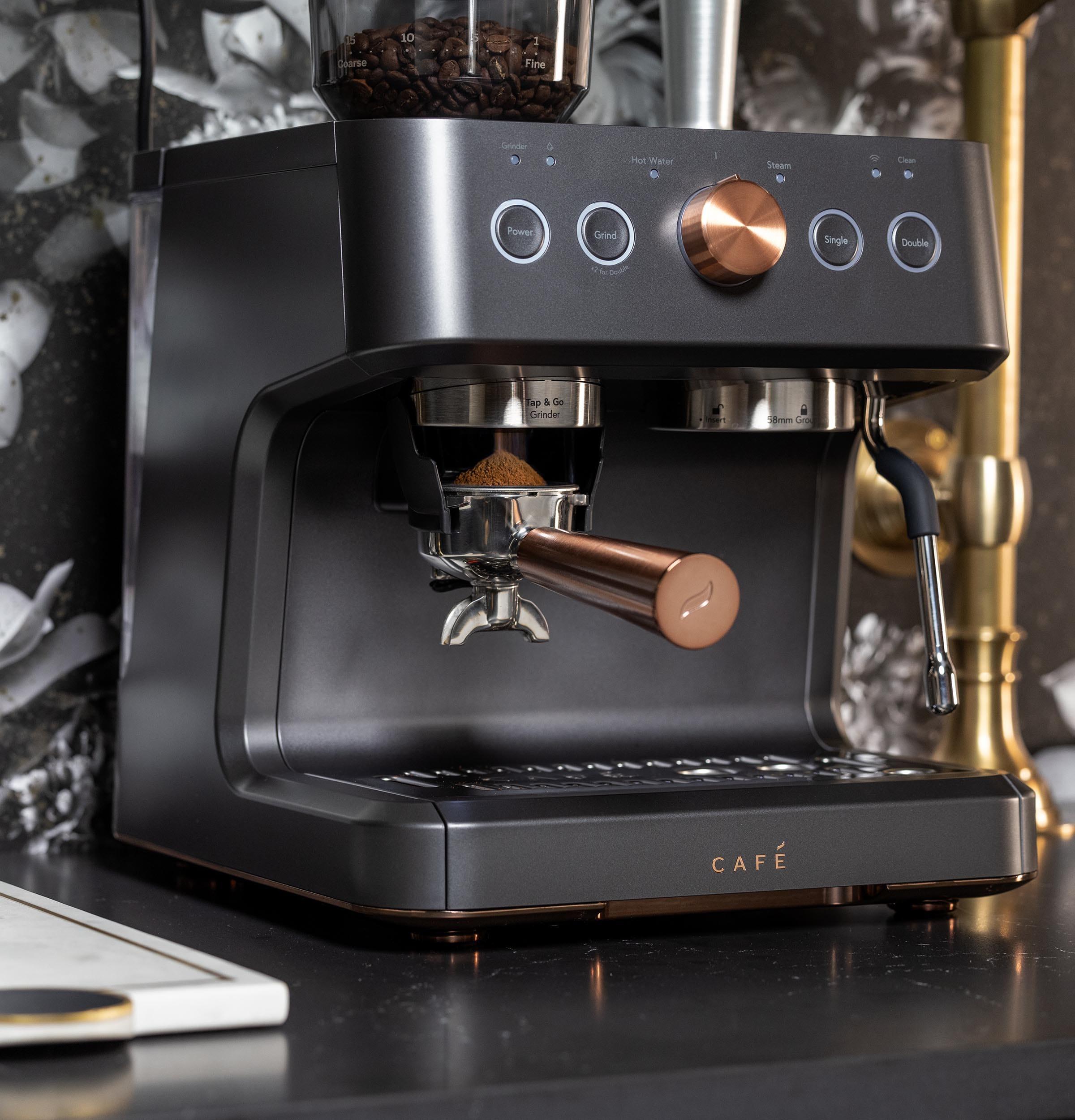 CAFE Bellissimo Semi-Automatic Espresso Machine + Frother Matte Black: GE Appliances, Espresso Maker with Grinder, 2.5L Capacity