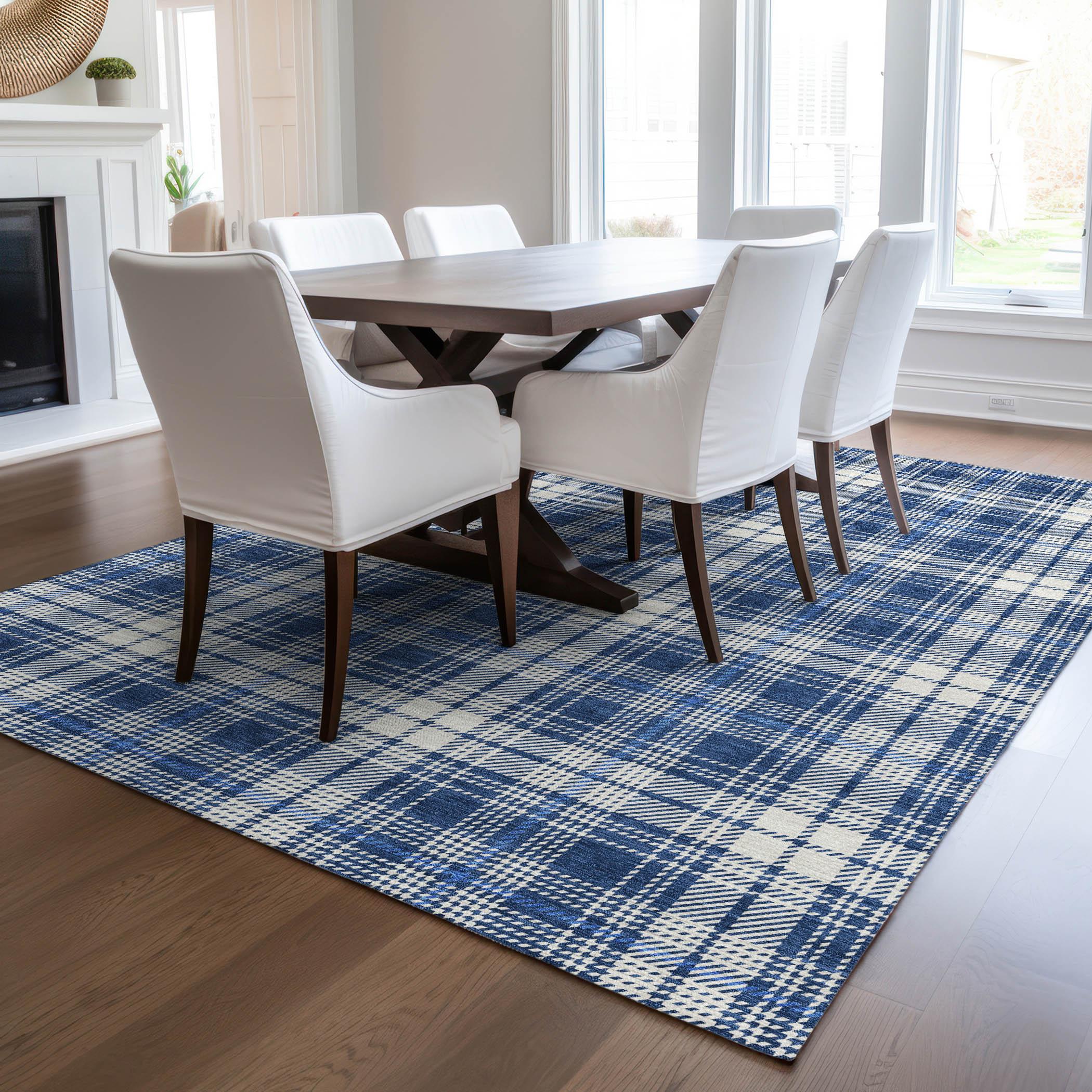 Machine Washable Indoor/Outdoor Chayden ACN993 Navy 10' x 14' Rug