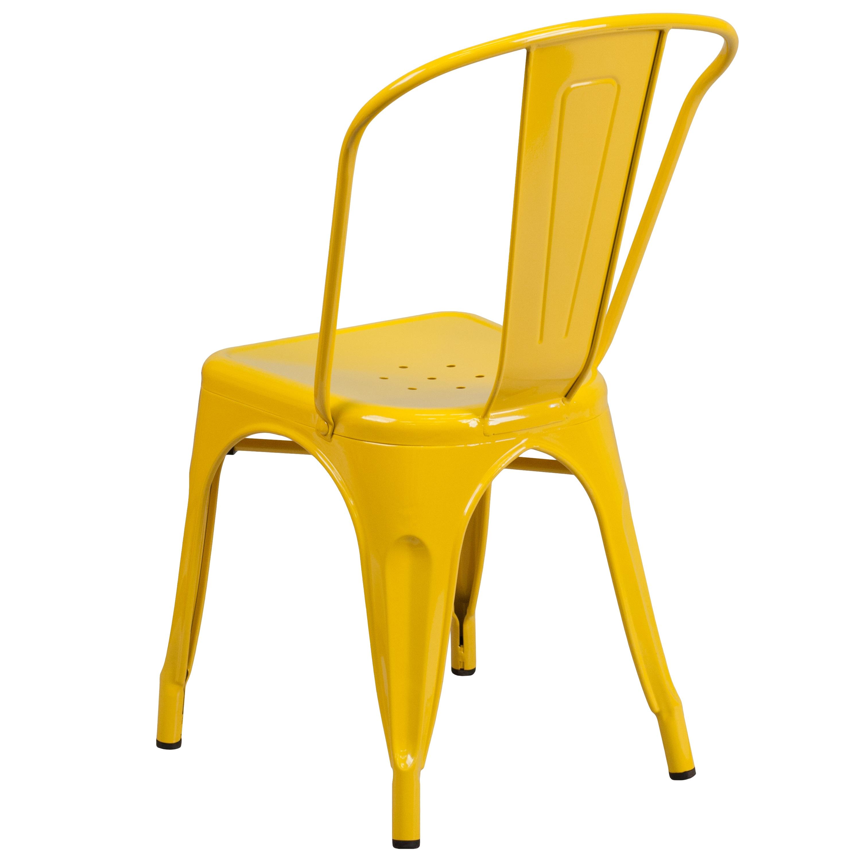 Flash Furniture Commercial Grade Yellow Metal Indoor-Outdoor Stackable Chair