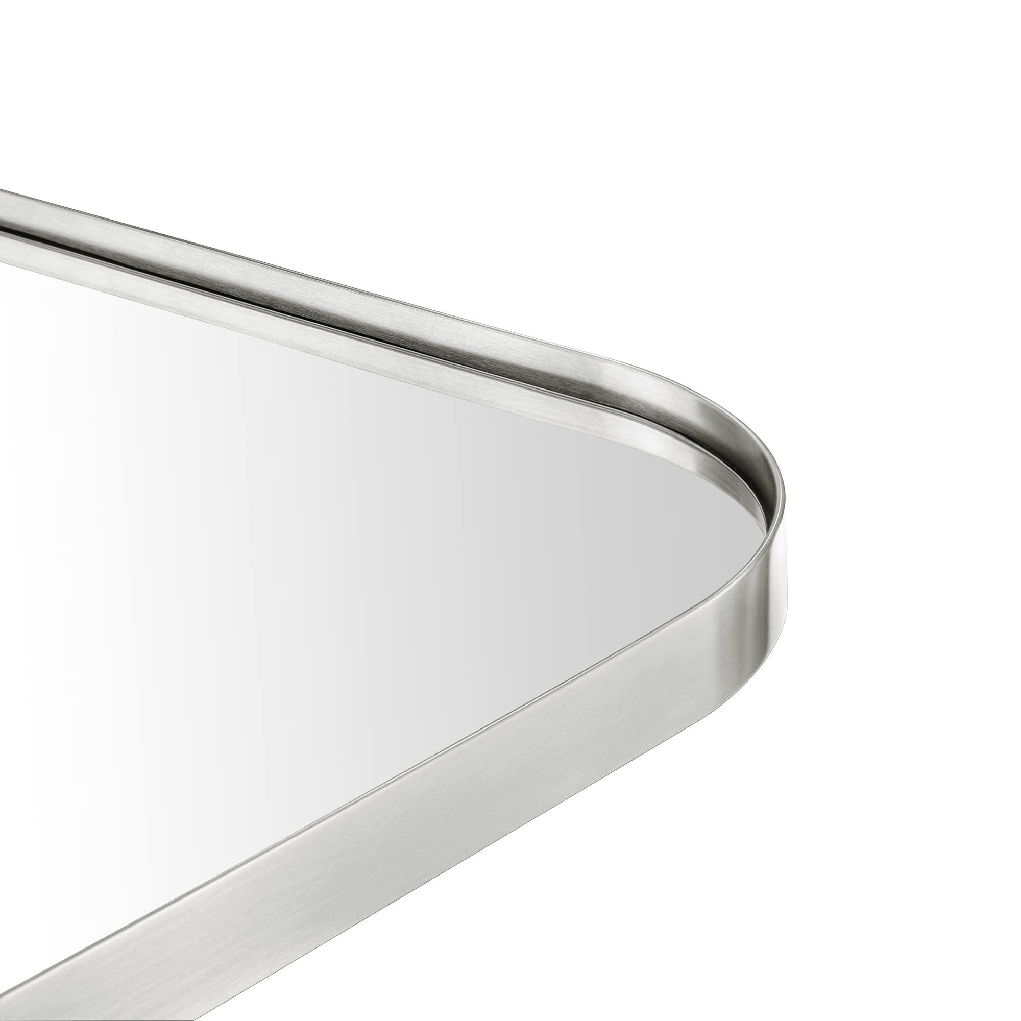 TEHOME 16 in. W x 28.3 in. H Arched Metal Framed Recessed Medicine Cabinet with Mirror for bathroom in Brushed Nickel