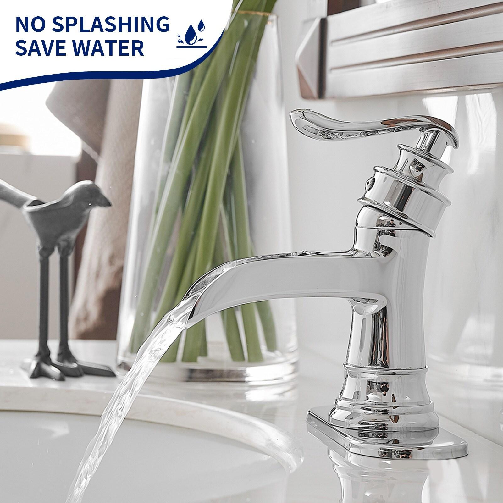 BWE Waterfall Single Hole Single-Handle Low-Arc Bathroom Faucet With Pop-up Drain Assembly