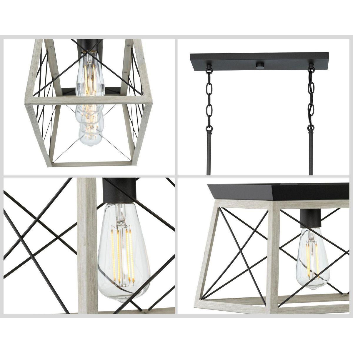 Progress Lighting Briarwood 5-Light Linear Chandelier, Steel, Graphite Finish, Faux-Painted Wood Enclosure