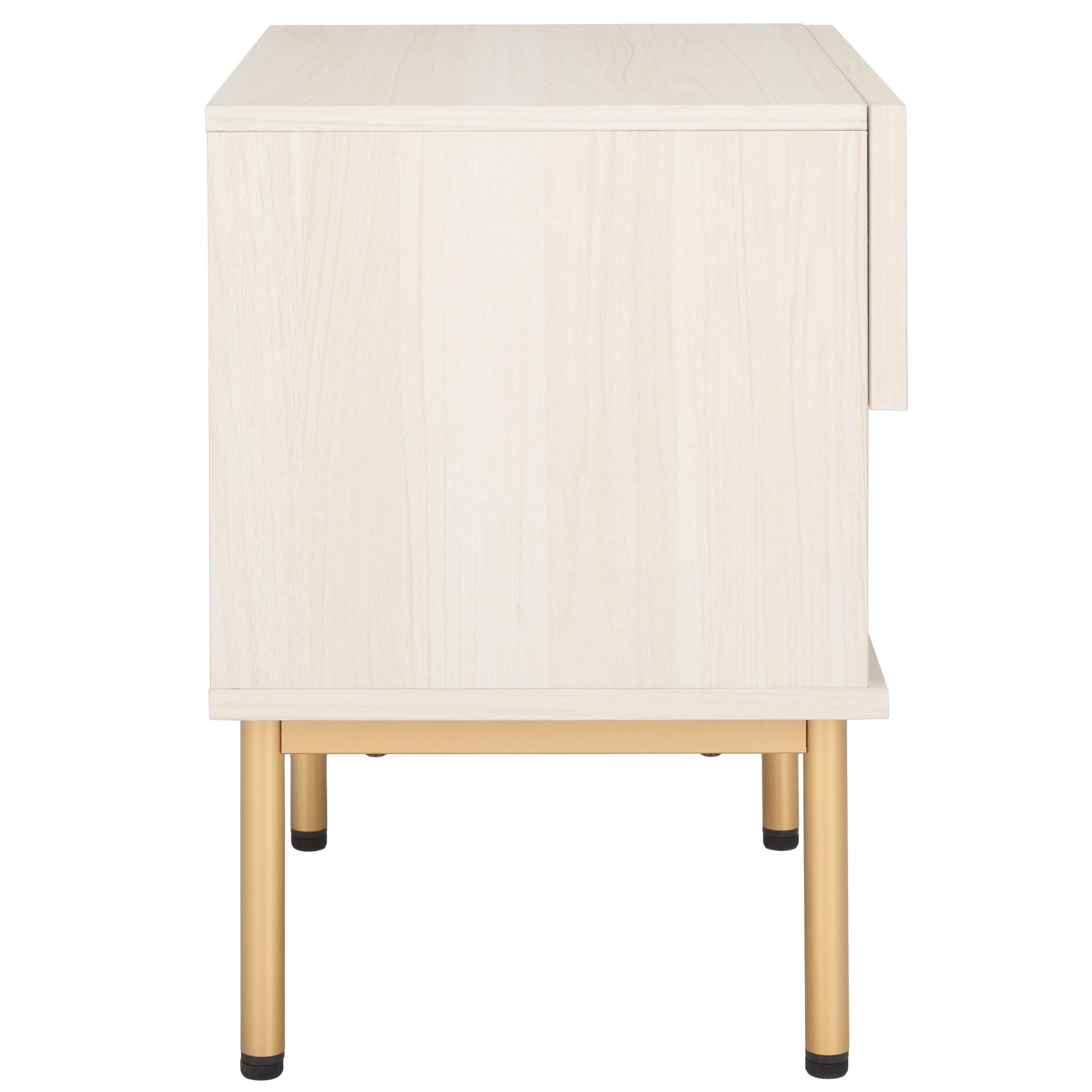 Axelle 1 Drawer Nightstand - Bleached White/Gold - Safavieh