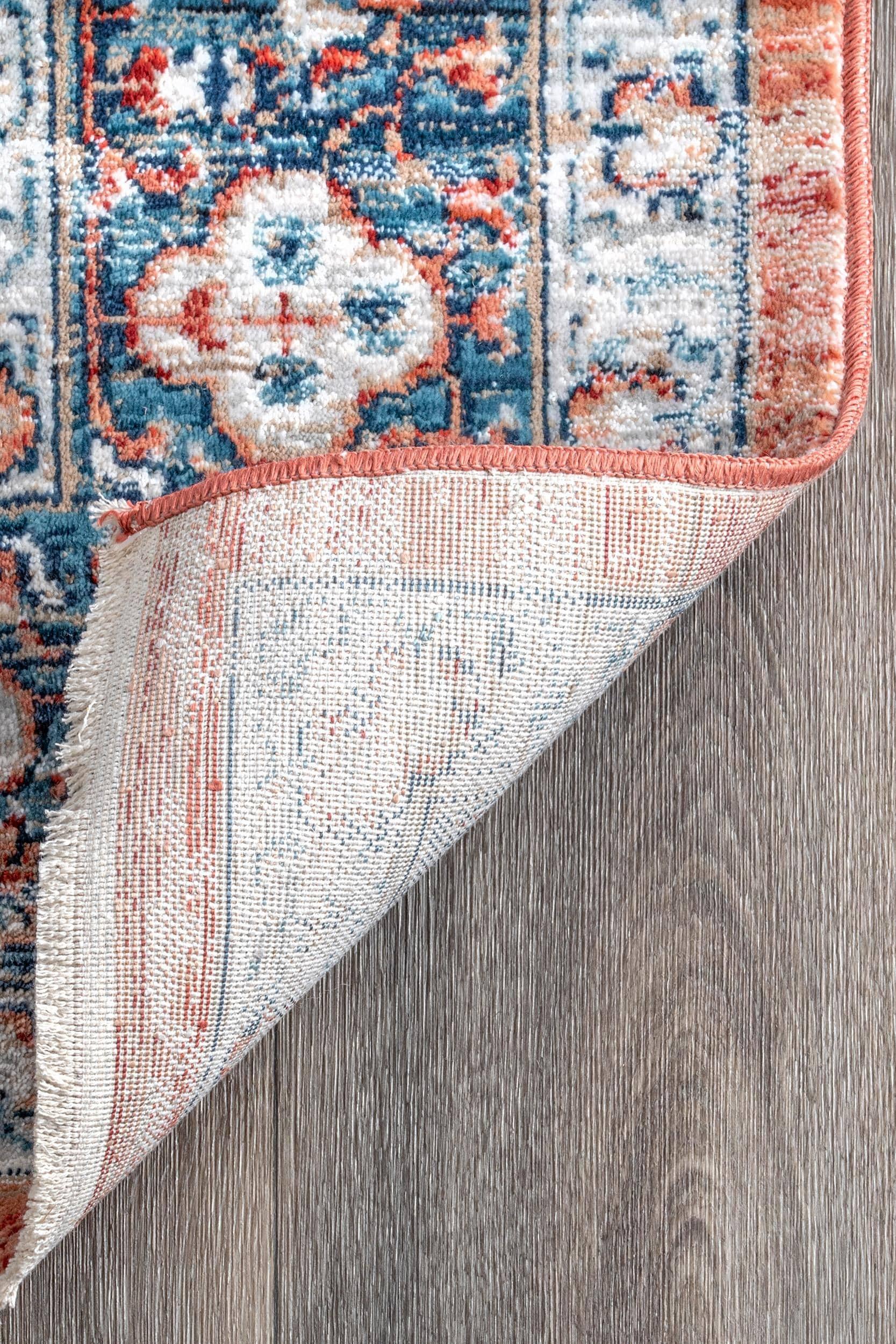 Nuloom Zara Medallion 2x6 Runner Indoor Area Rug for Living Room Bedroom Dining Room Entryway Hallway Kitchen, Rust/Blue