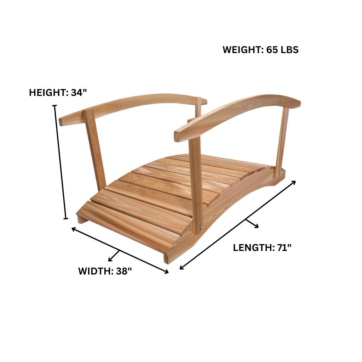 All Things Cedar FB72-R 6 Foot Bridge with Hand Rails, 72 x 36 x 54 Inches