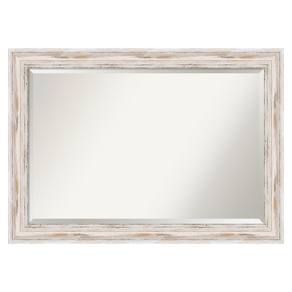 Amanti Art Alexandria White Wash Beveled Wood Wall Mirror 29.25 x 41.25 in.