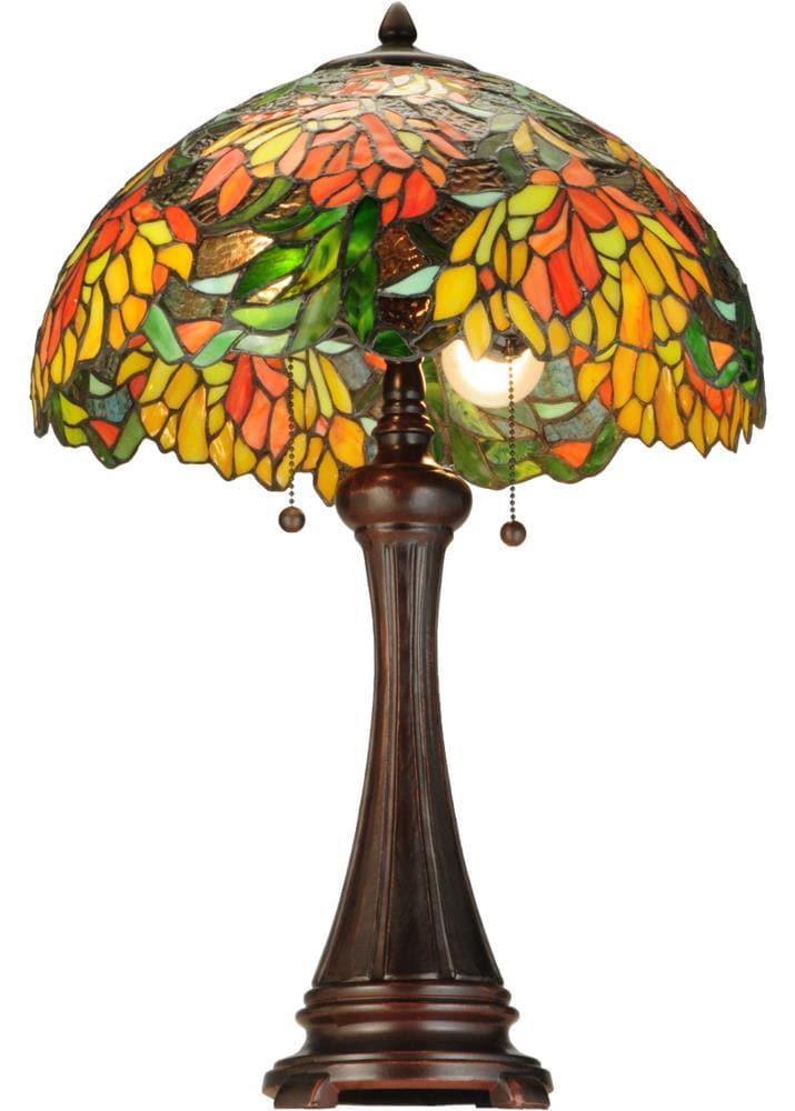 Meyda Tiffany 138122 Lamella 2 Light 25" Tall Hand-Crafted Table Lamp - MultiColor