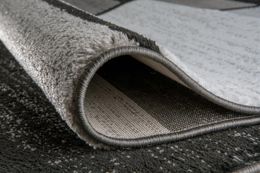 World Rug Gallery Contemporary Modern Boxed Color Block Gray 2'x10' Runner Rug:  Indoor,  Low Pile,  Stain-Resistant,  Area Rugs