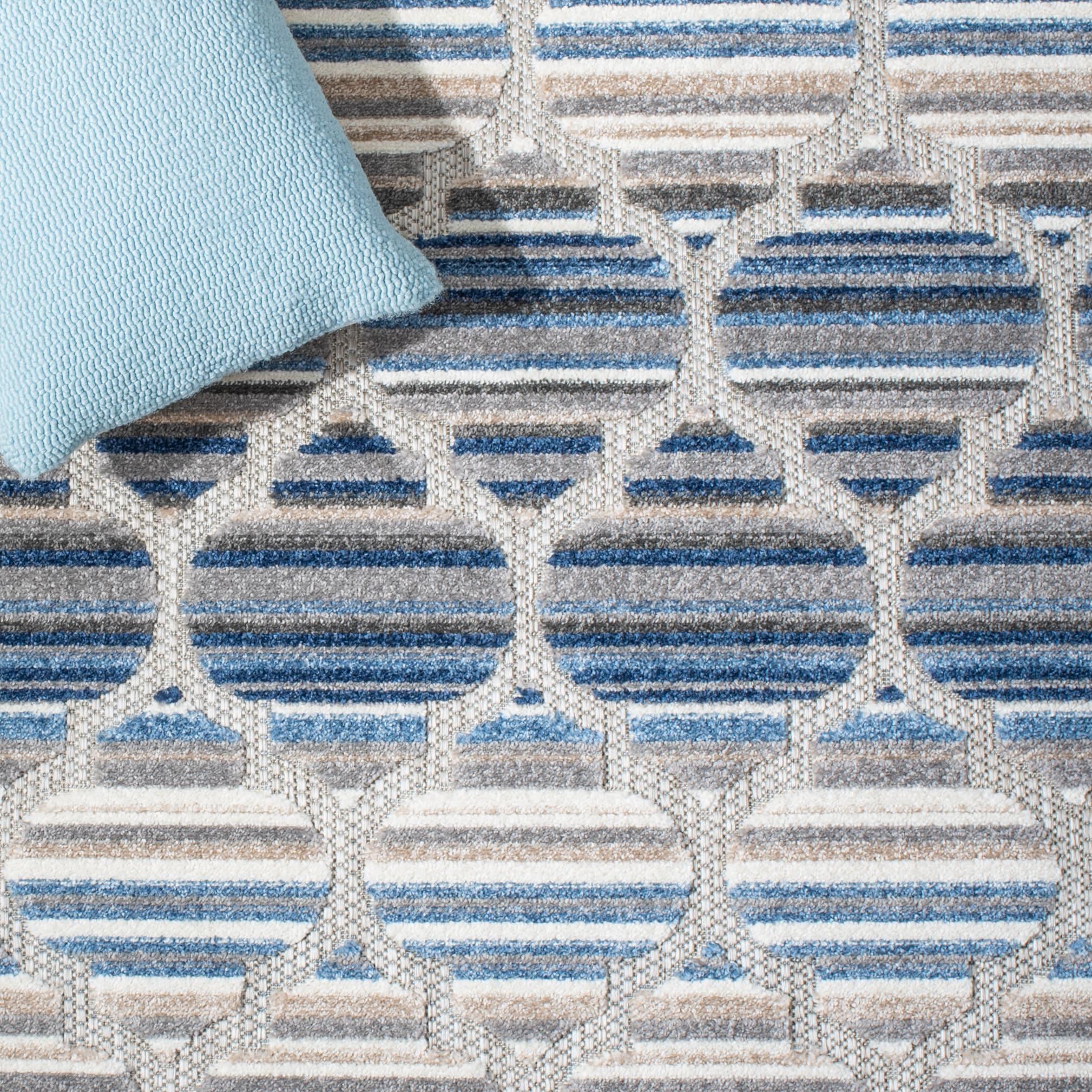 Cabana CBN333 Loomed Indoor Accent Rug - Blue/Grey - 3'x3' - Safavieh