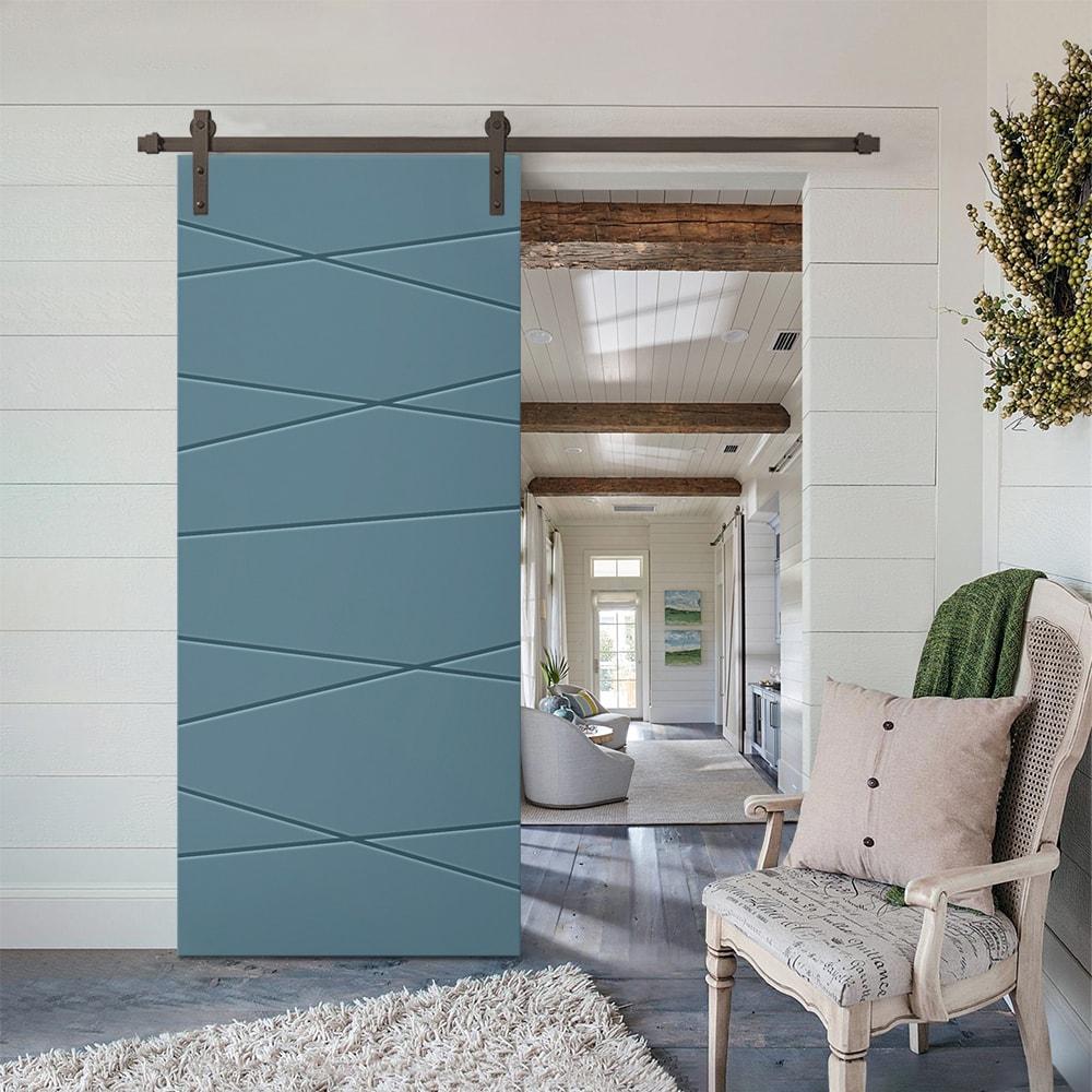Calhome Paneled Manufactured Wood Painted Barn Door