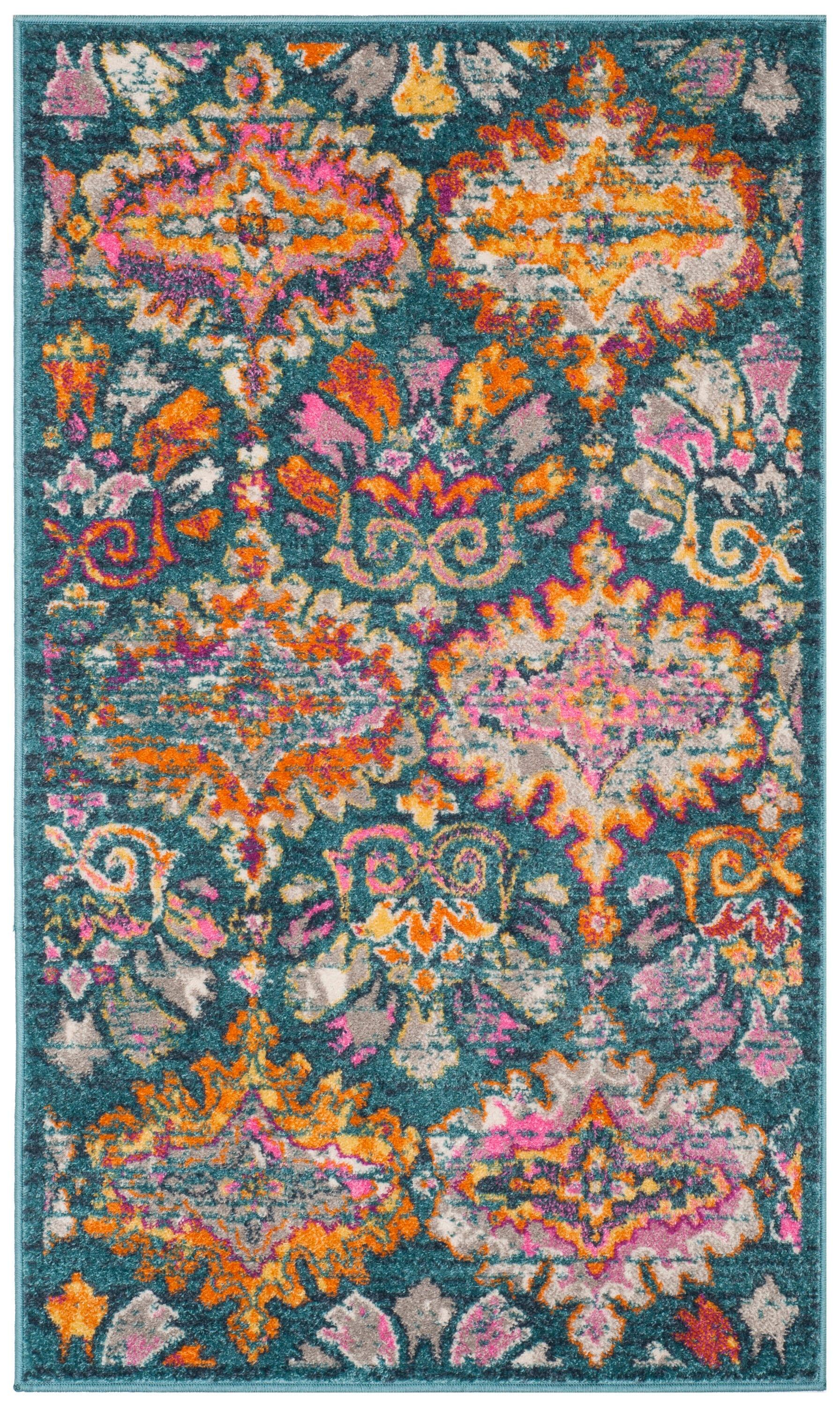 Madison MAD144 Power Loomed Indoor Accent Rug - Blue/Orange - 3'x5' - Safavieh.