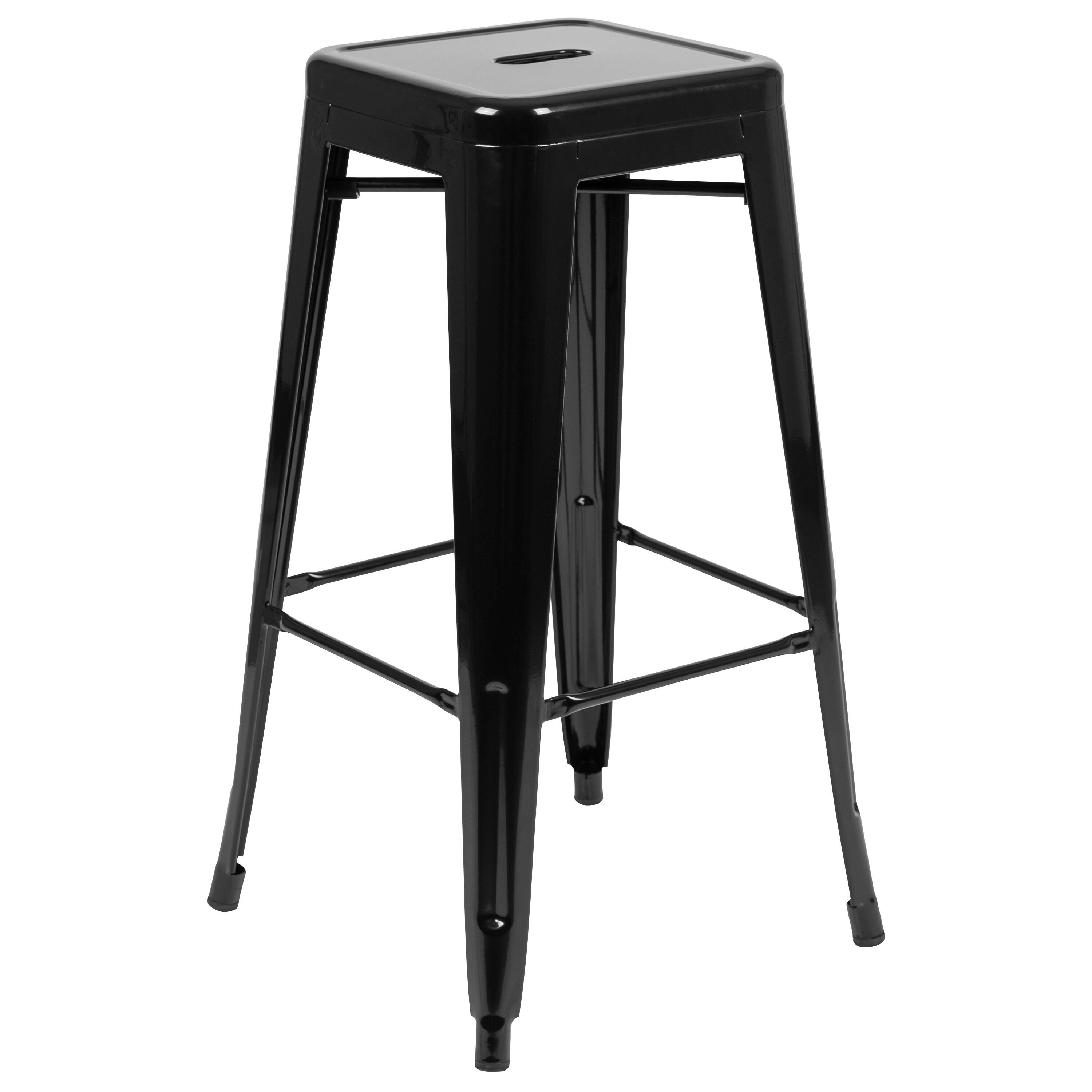 Flash Furniture 30" High Metal Indoor Bar Stool in Black - Stackable Set of 4