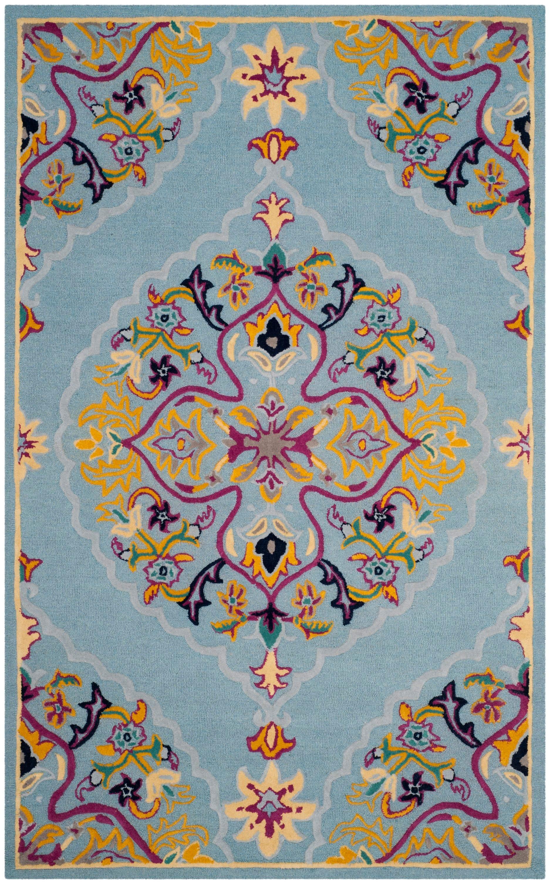 Bellagio BLG605 Hand Tufted Indoor Area Rug - Light Blue/Multi - 5'x8' - Safavieh