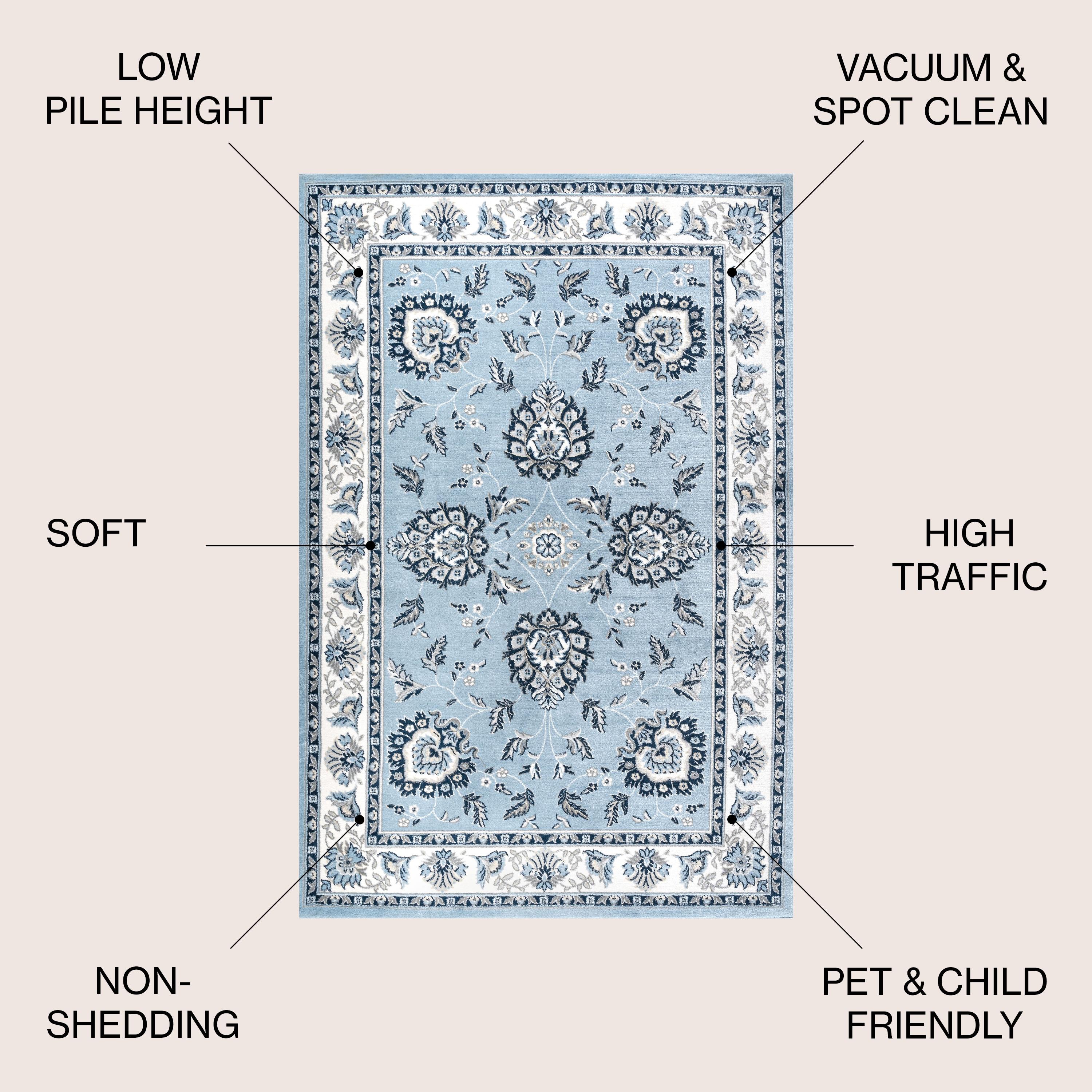 3'x 5' Cherie French Cottage Area Rug, Blue/Cream - JONATHAN Y