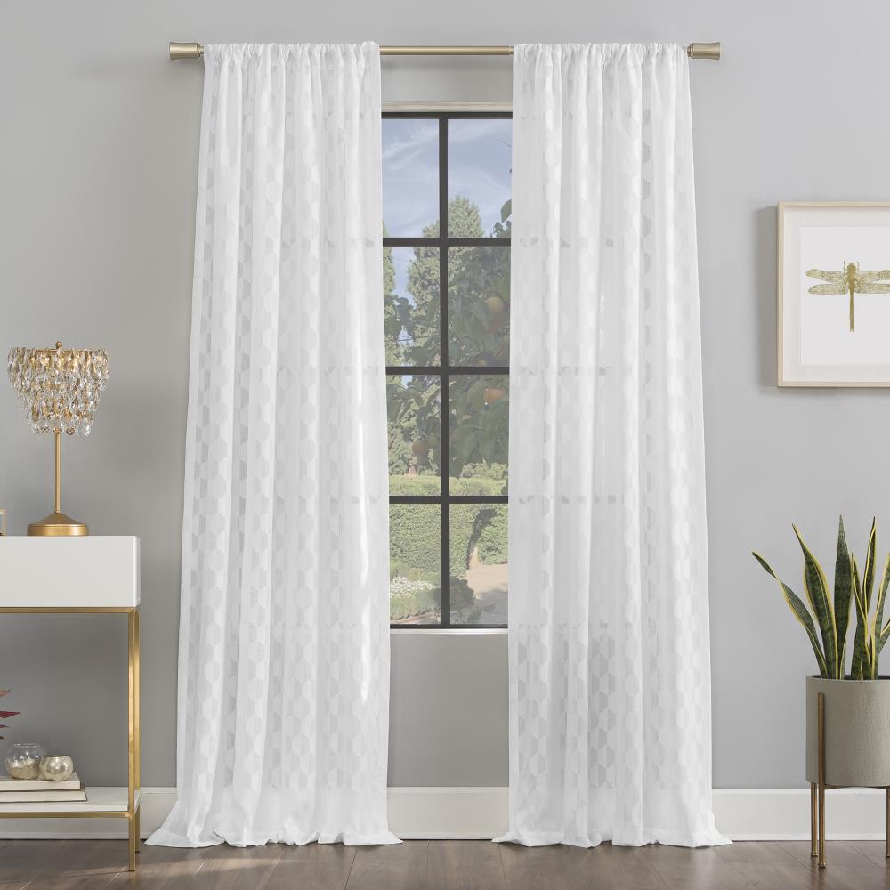 Scott Living Scott Living Verge Geometric Clipped Jacquard Semi-Sheer Rod Pocket Curtain Panel