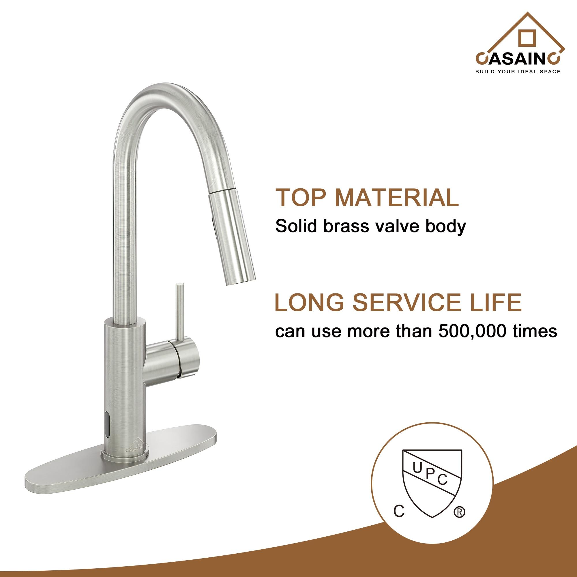 Willow Single-Handle Pull Down Sprayer Kitchen Faucet with Infrared Sensor, Soap Dispenser and Deck Plate