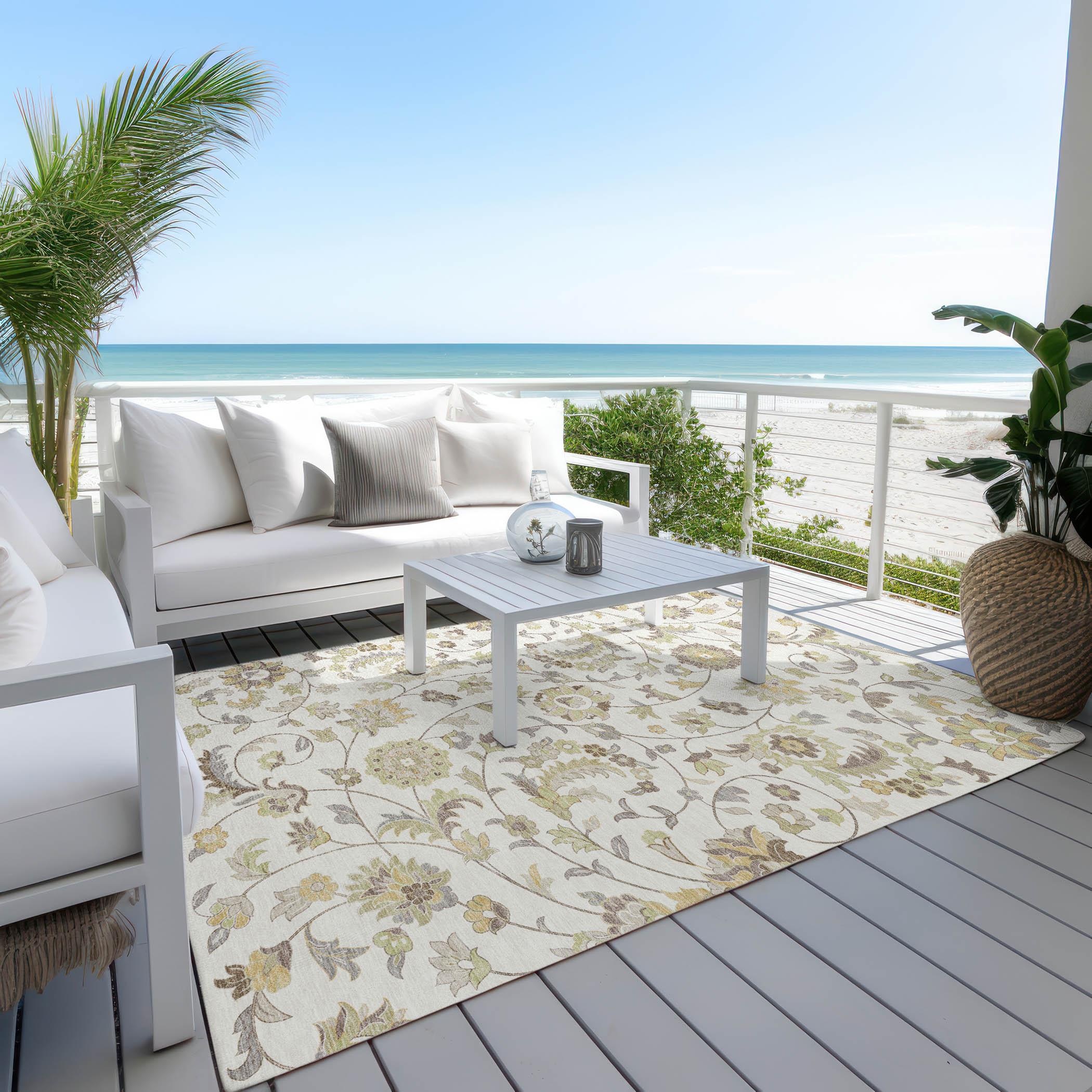Machine Washable Indoor/Outdoor Chayden ACN1006 Ivory Rug