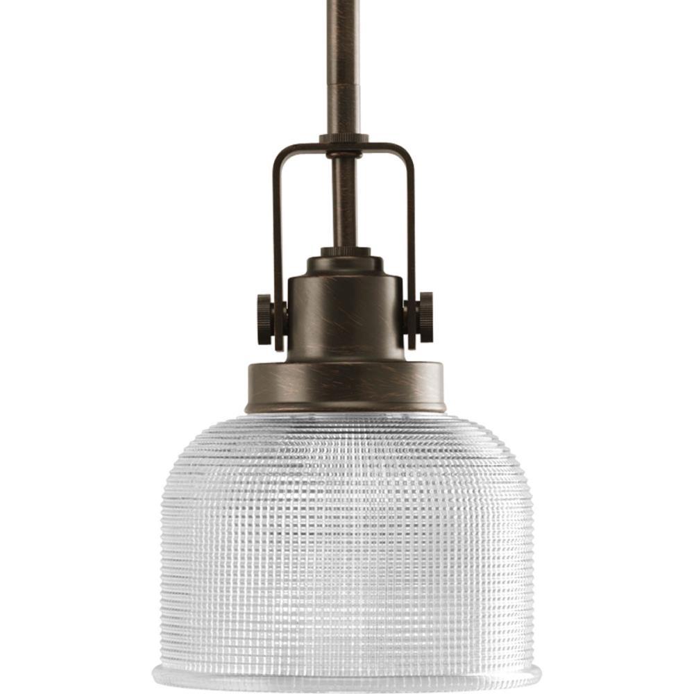 Progress Lighting Archie 1-Light Mini-Pendant, Polished Chrome, Prismatic Glass Shade
