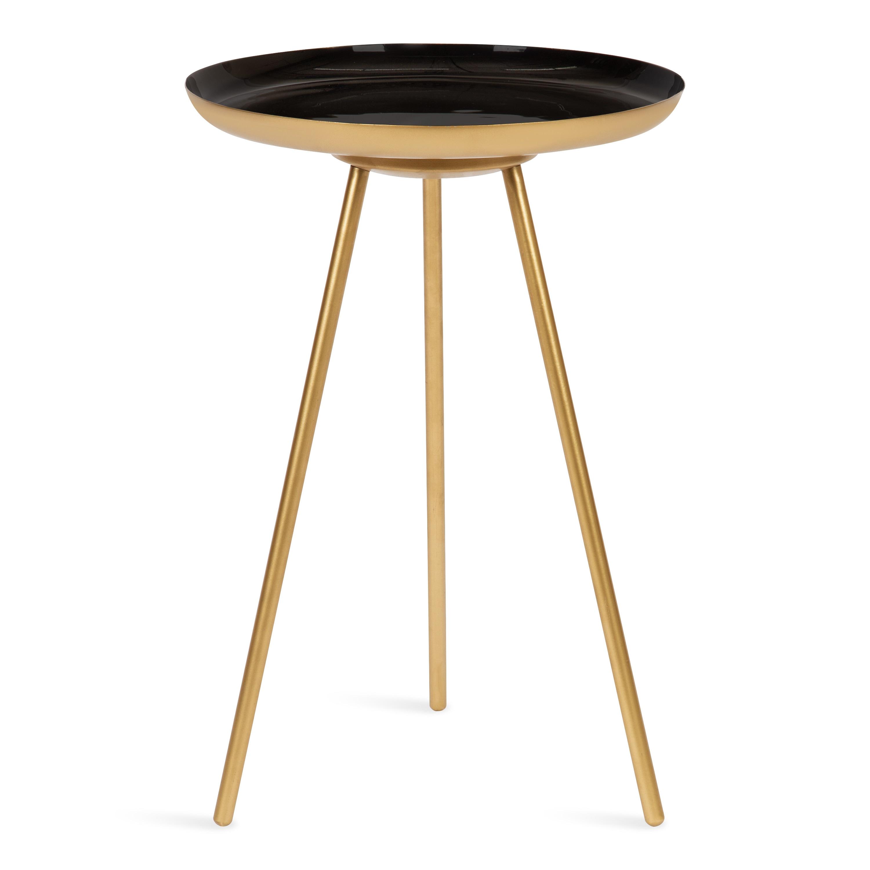 Kate and Laurel Laranya Round Metal Side Table, 15x15x22.5, Black and Gold