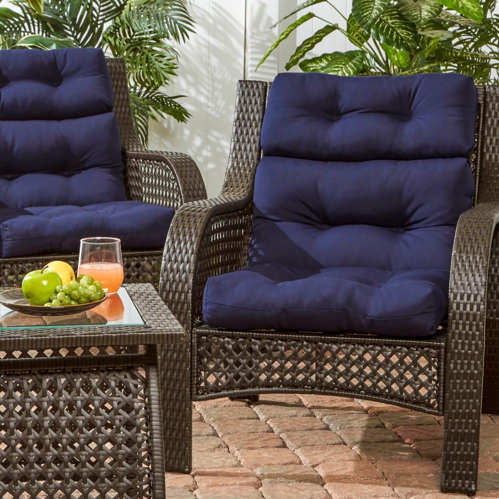 Navy 44 x 22 in. Outdoor High Back Chair Cushion (set of 2) by Greendale Home Fashions