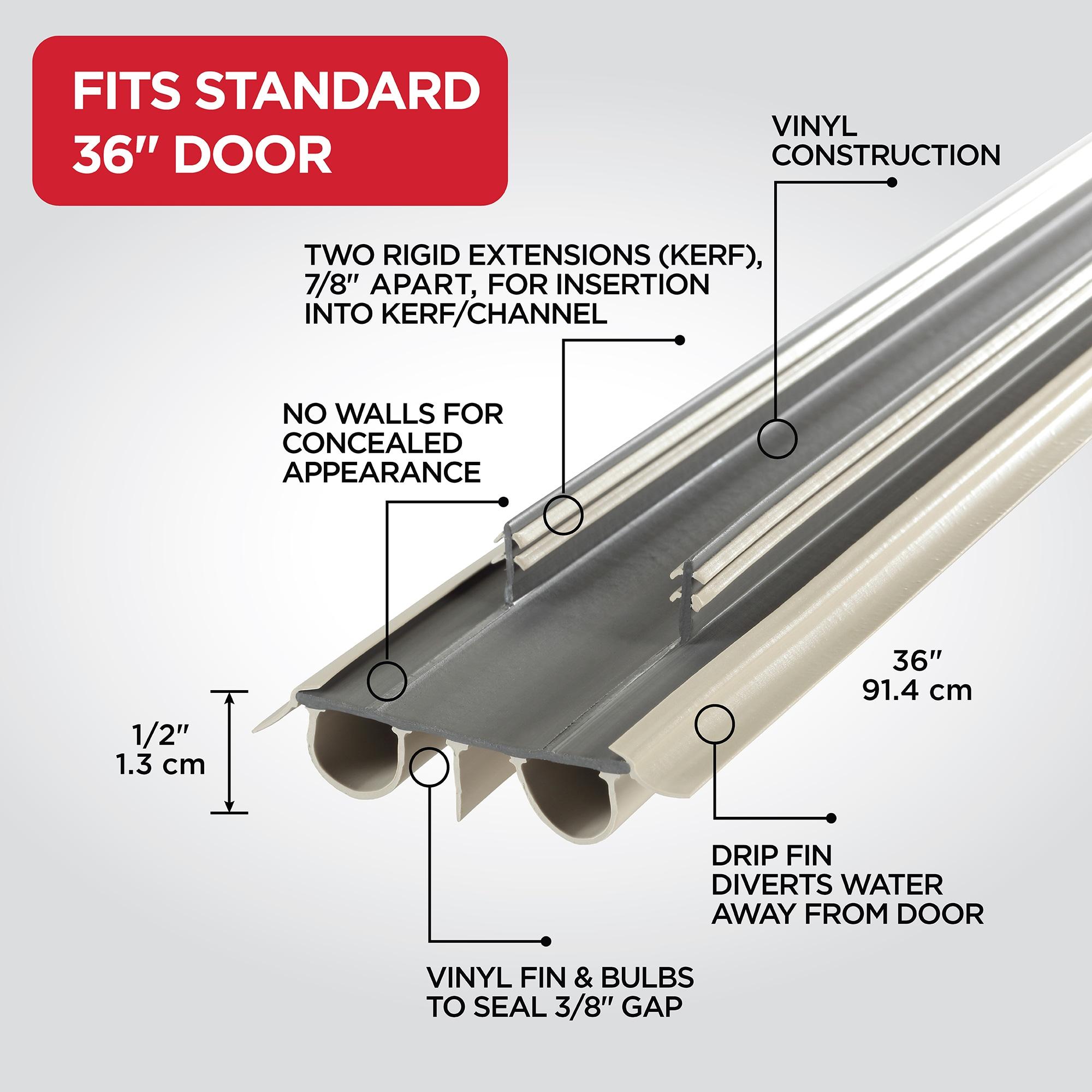 M-D Building Products 43820 36 in. Beige Vinyl Concealed Kerf/Channel Fit Under Door Seal