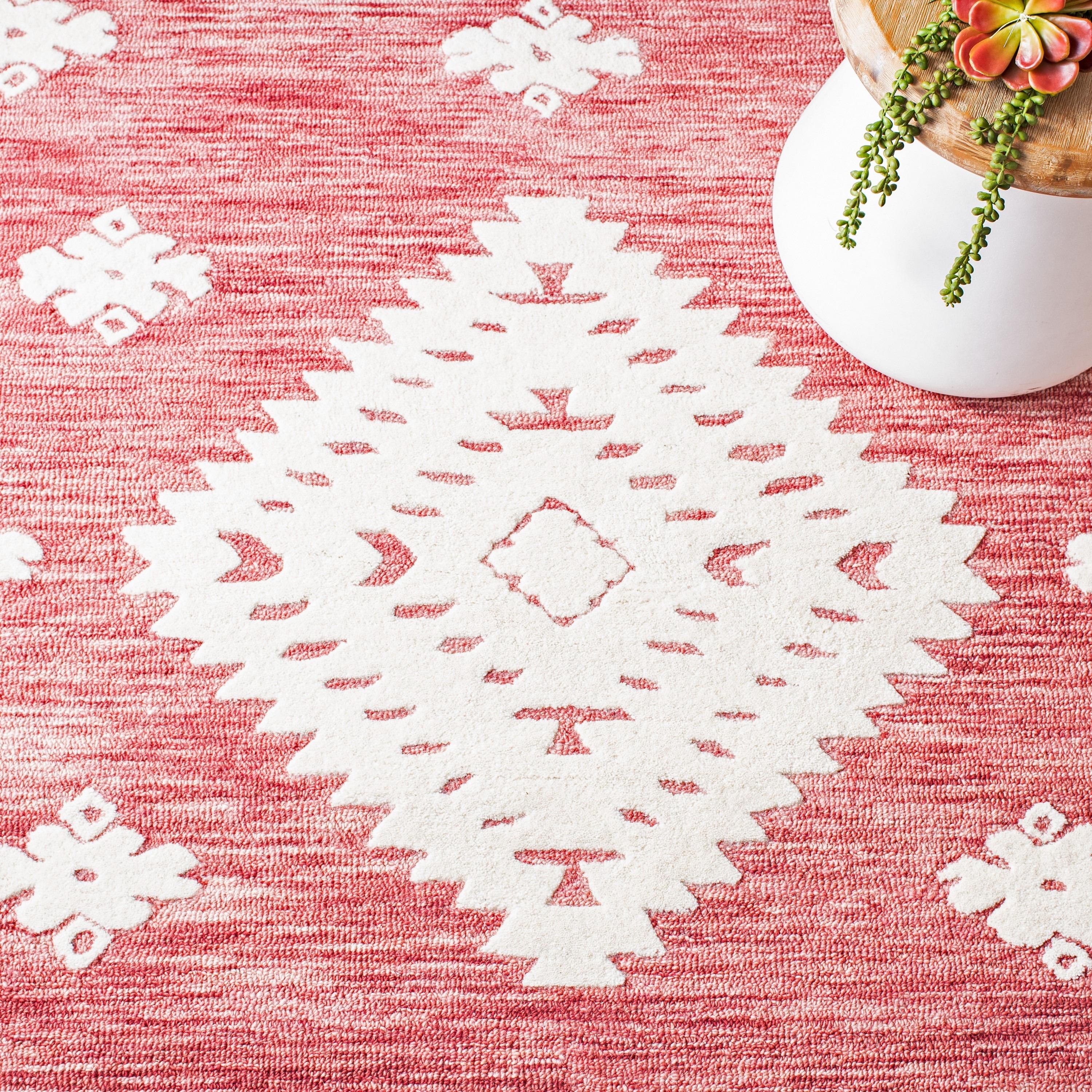 Ivory Abstract Wool Tufted Handmade Reversible Area Rug