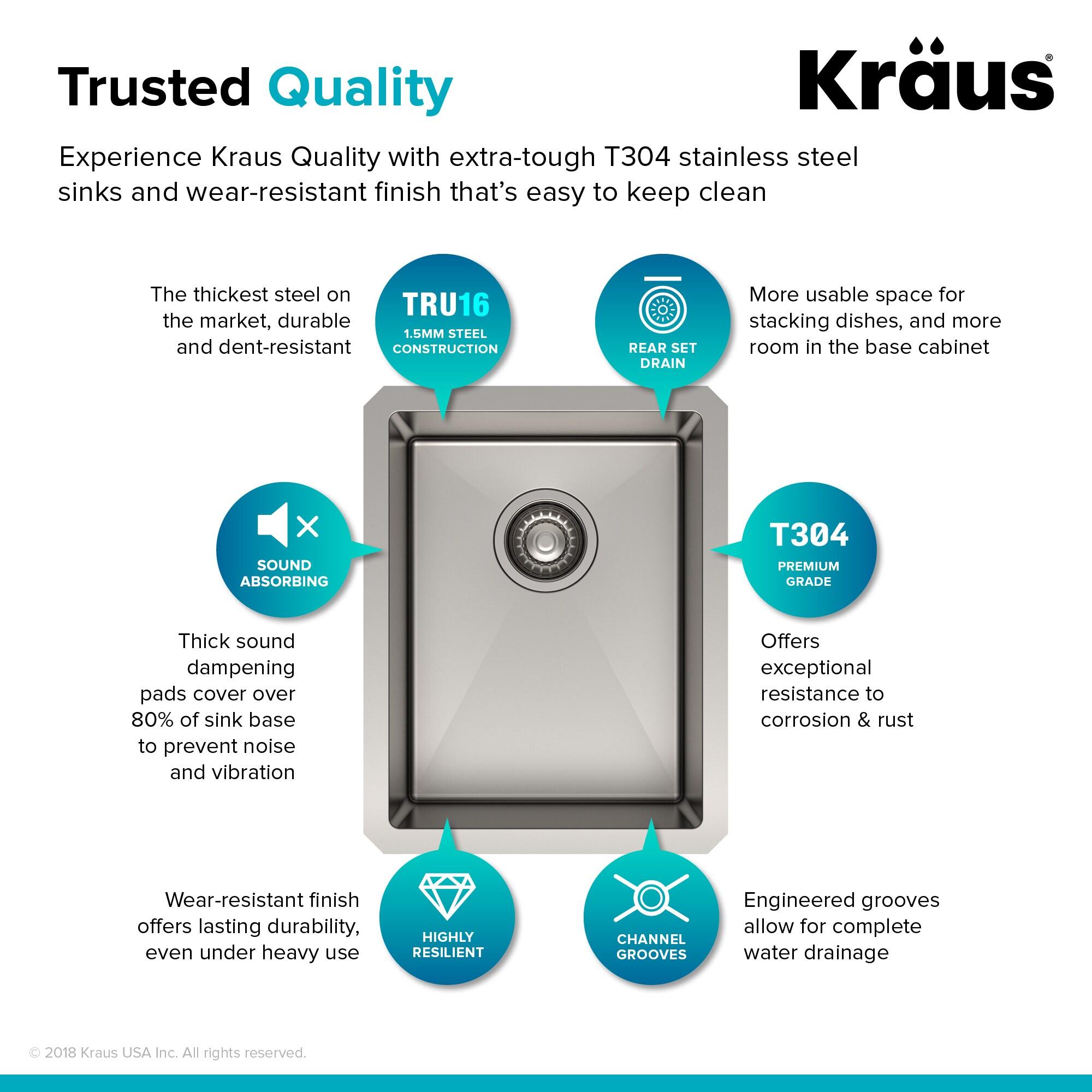 KRAUS Standart Pro Undermount 16 Gauge Stainless Steel Bar Kitchen Sink