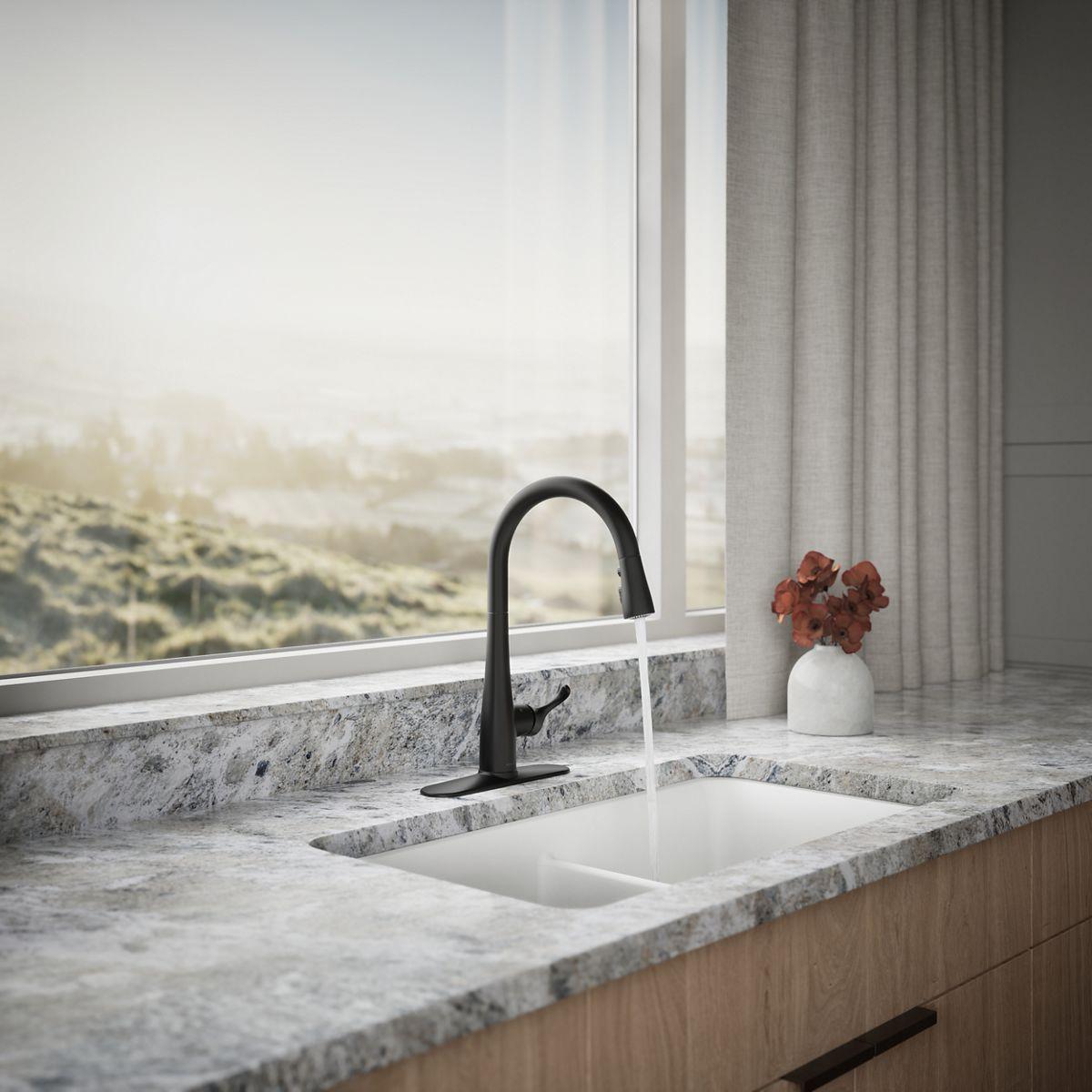 Simplice Touchless Pull-Down Kitchen Sink Faucet with Three-Function Sprayhead