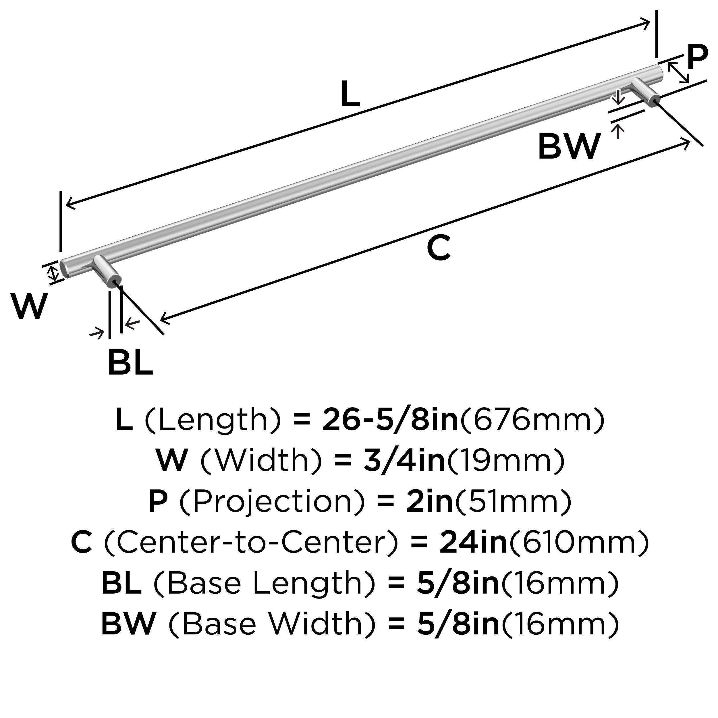 Amerock Bar Pulls 24 inch (610mm) Center-to-Center Polished Chrome Appliance Pull