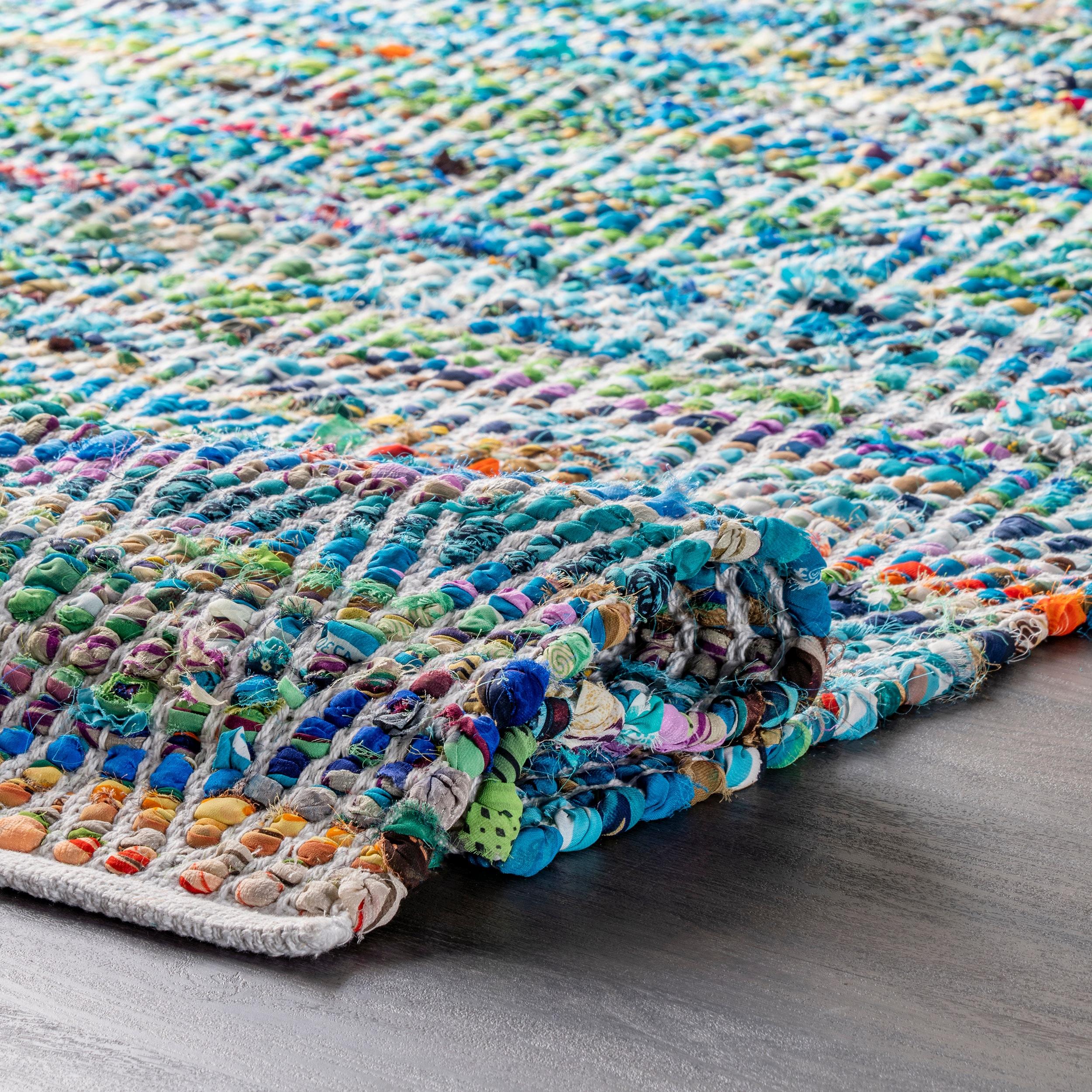nuLOOM 4'x6' Hand Woven Chevron Rochell Area Rug Green: Contemporary Low Pile Indoor Rectangle Rug