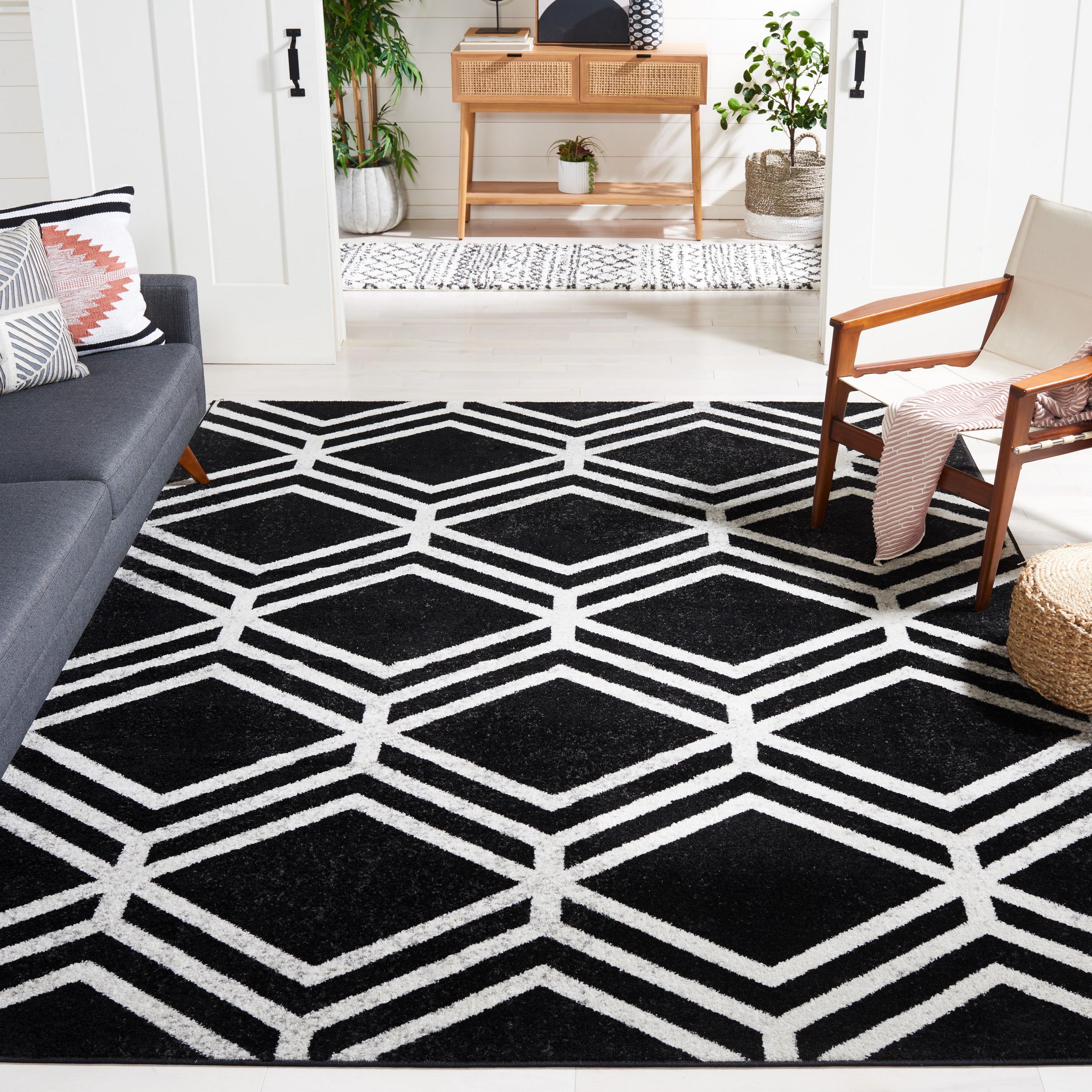 Adirondack ADR241 Machine Made Indoor Area Rug - Black/Ivory - 8'x10' - Safavieh