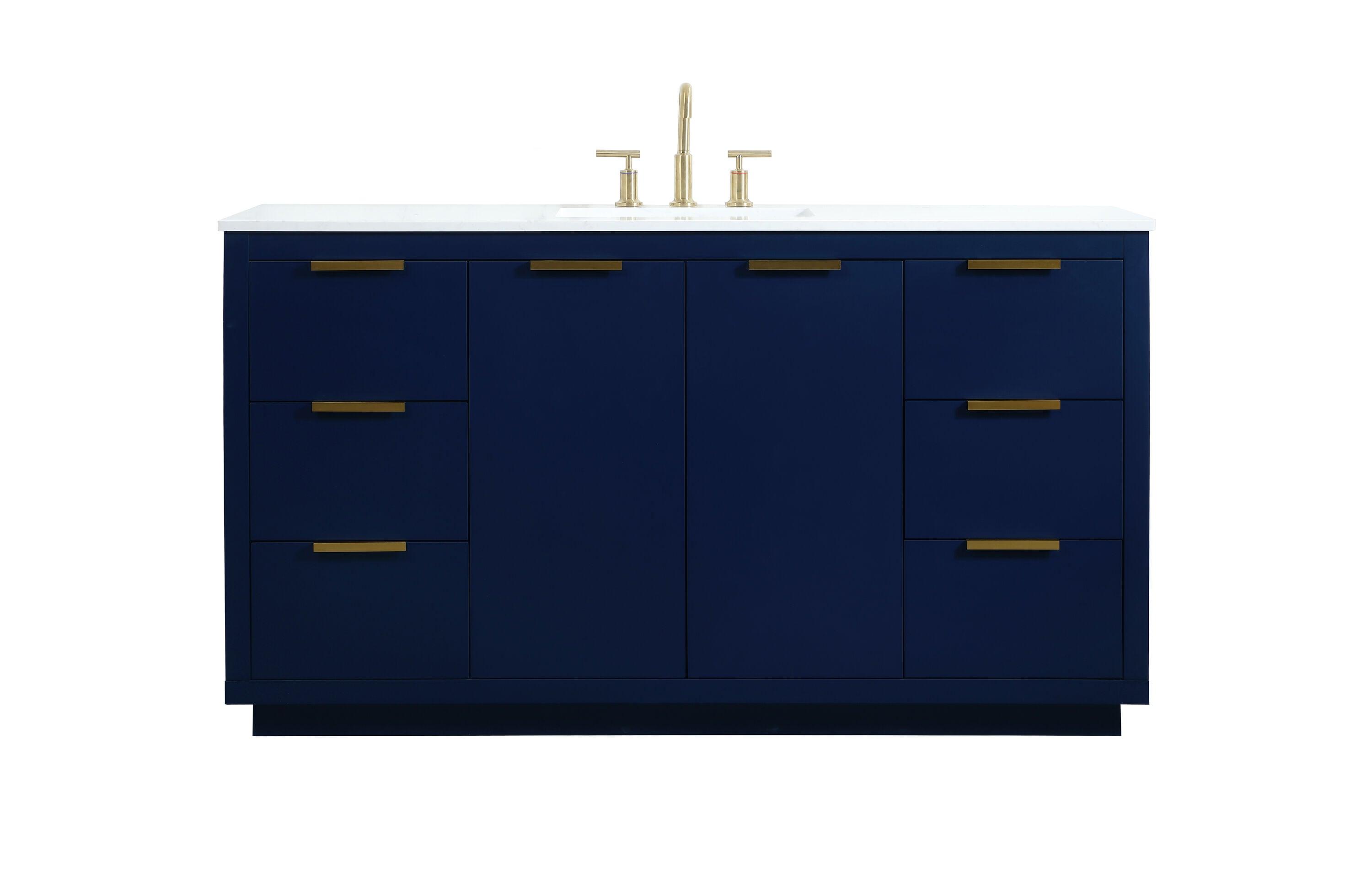 Elegant Decor Blake 60" Aluminum Alloy MDF Single Bathroom Vanity in Blue