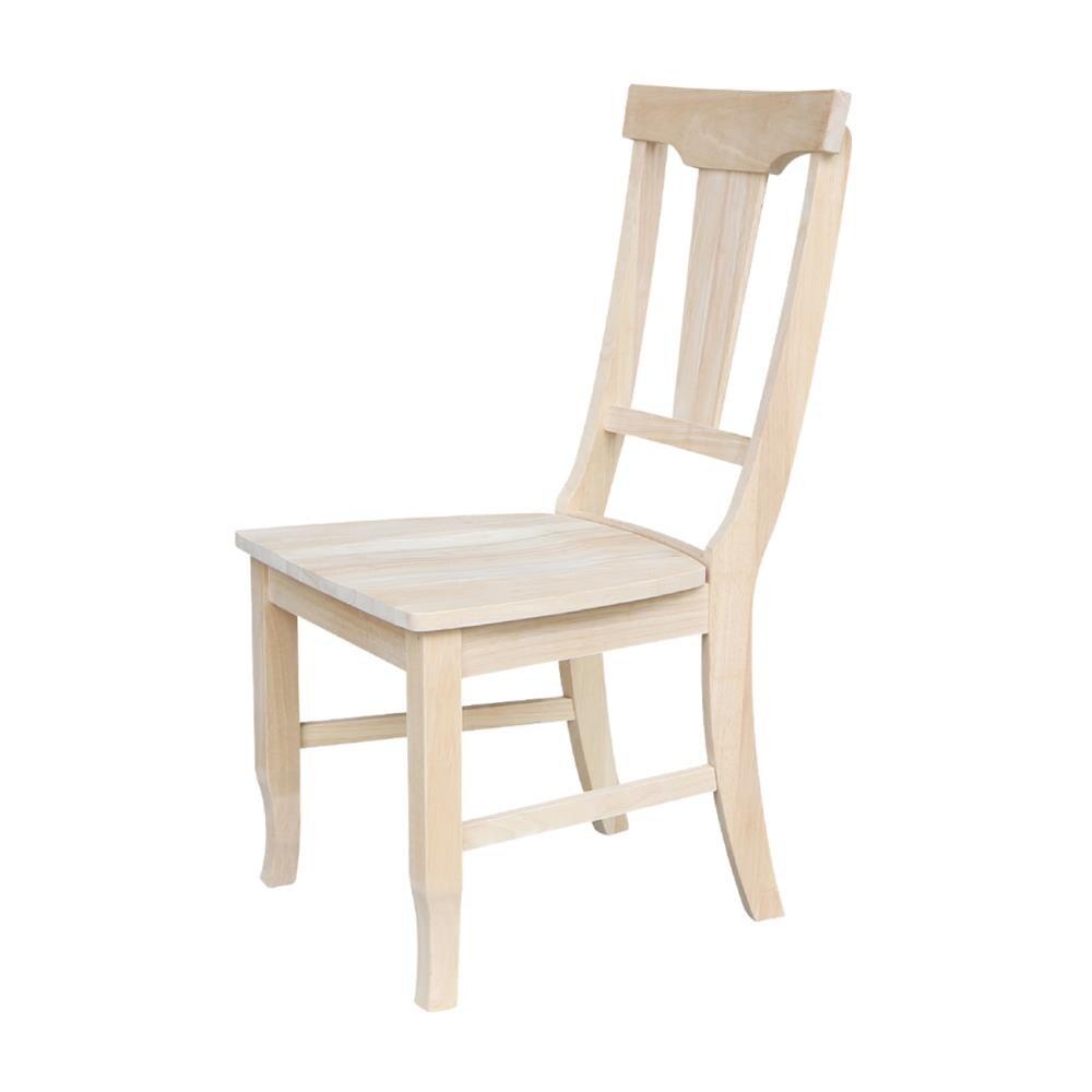 Set of 2 Panel Back Chair Unfinished - International Concepts: Solid Wood, Rubberwood Legs, Armless