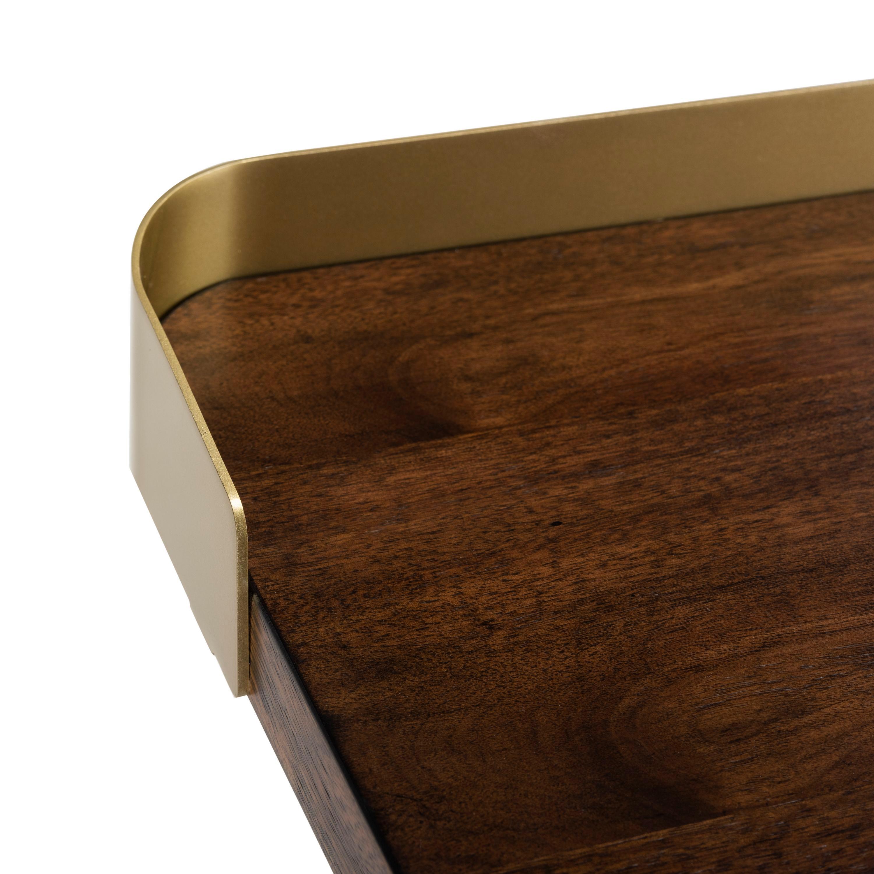 Parker 1 Drawer Desk - Walnut/Gold - Safavieh