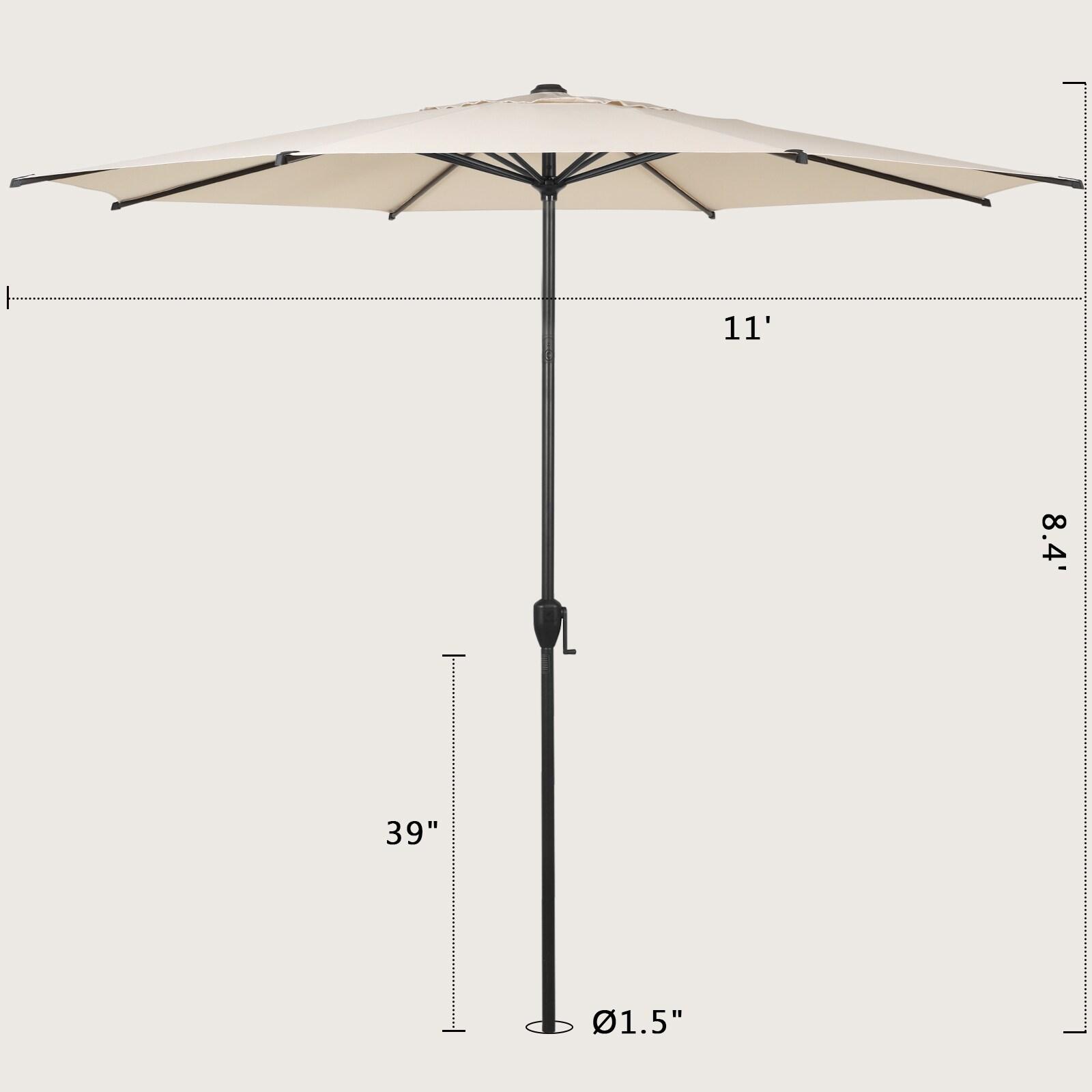 Abba Patio 7.5ft Outdoor Patio Umbrella w/ Push Button Tilt and Crank, 6 Ribs-Beige
