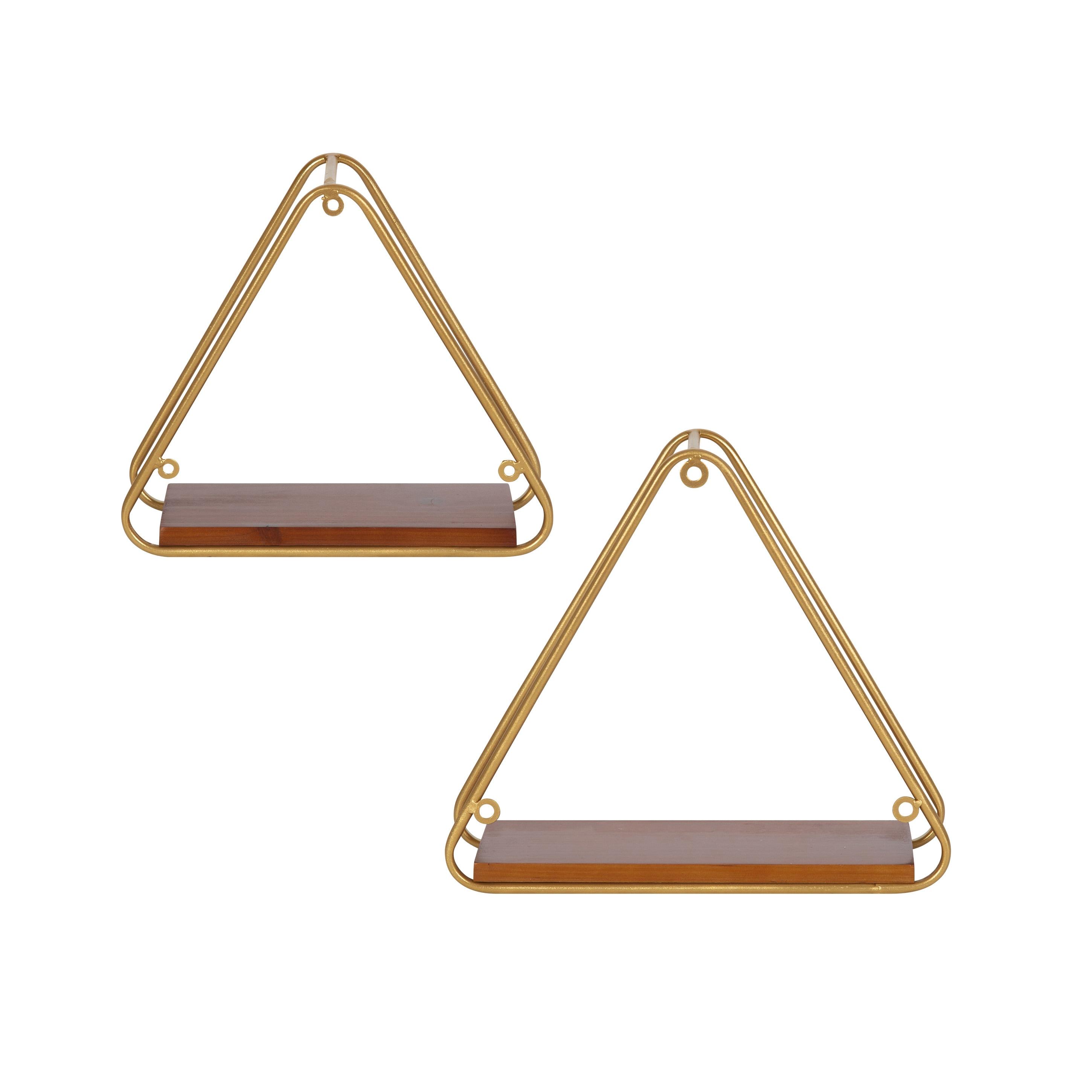 2pc Tilde Triangle Accent Shelf Set Walnut Brown - Kate & Laurel All Things Decor: Modern Geometric Floating Storage