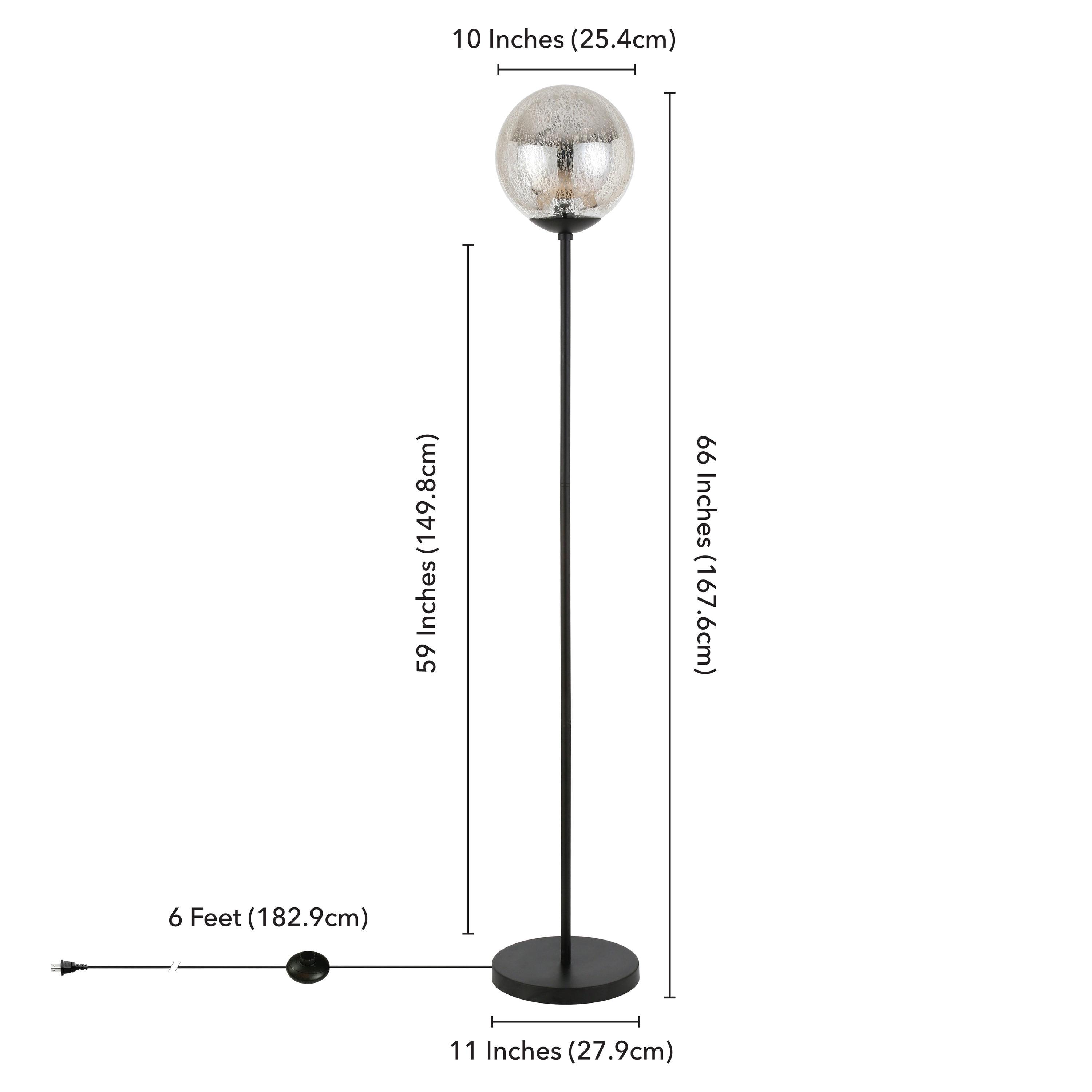 Evelyn&Zoe Oula 66" Tall Floor Lamp with Glass Shade, Blackened Bronze/Mercury Glass