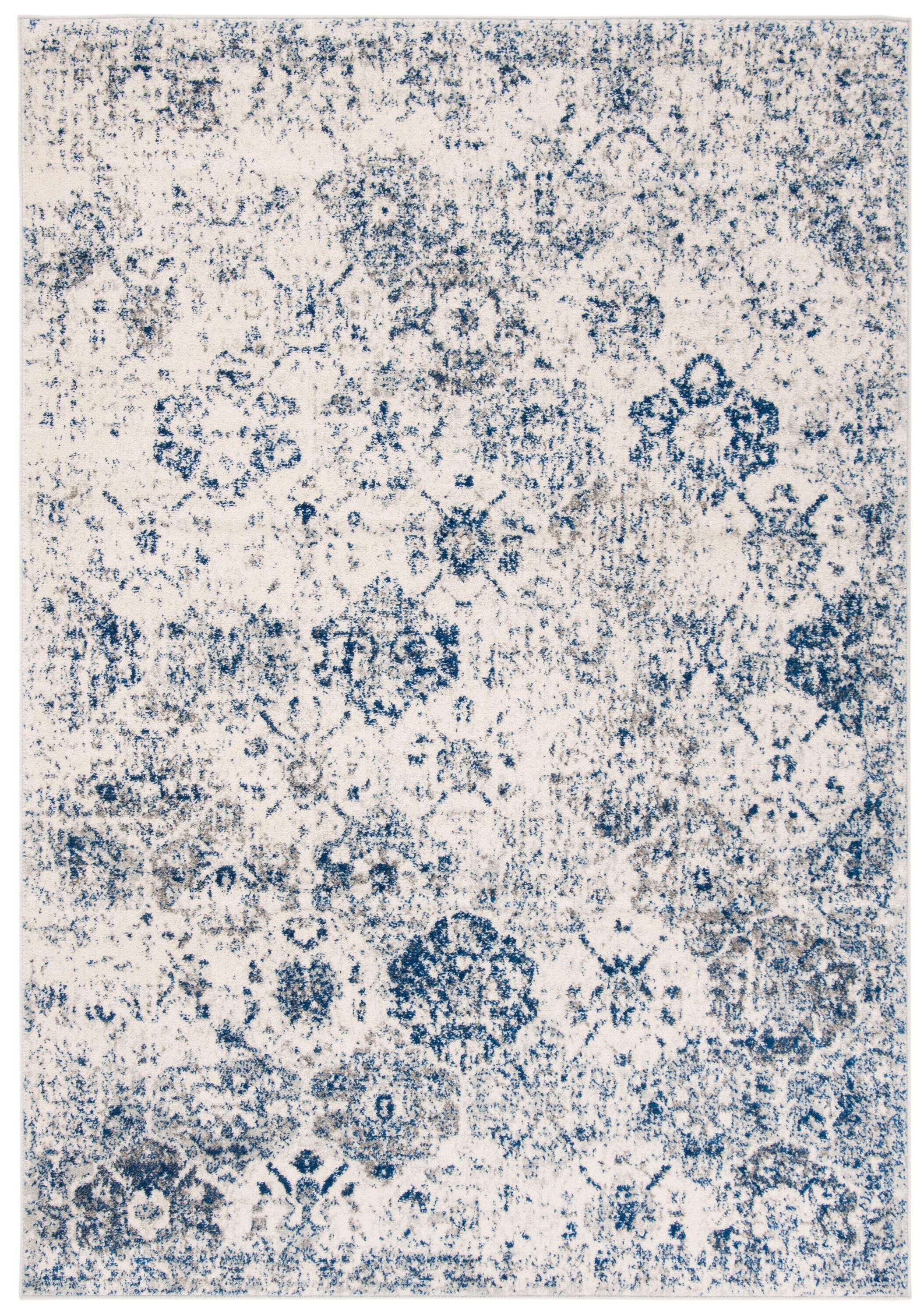 Madison MAD611 Power Loomed Indoor Area Rug - White/Royal Blue - 5'3"x7'6" - Safavieh